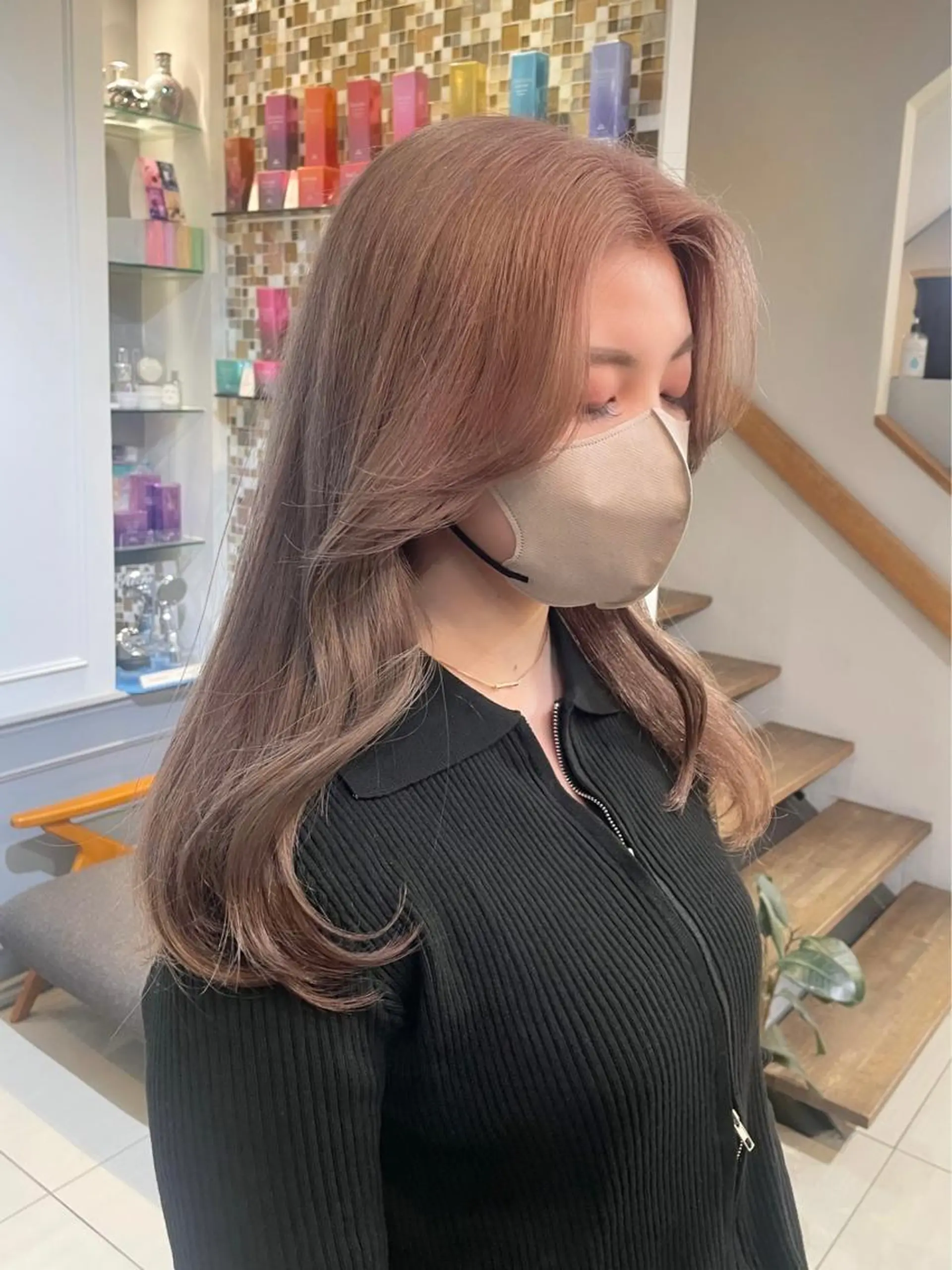 ロング カラー ベージュカラー ブリーチ ミルクティーベージュ カット ヘアカラー トリートメント 横浜/レイヤーカット /韓国ヘア/佐藤記正のヘアスタイル