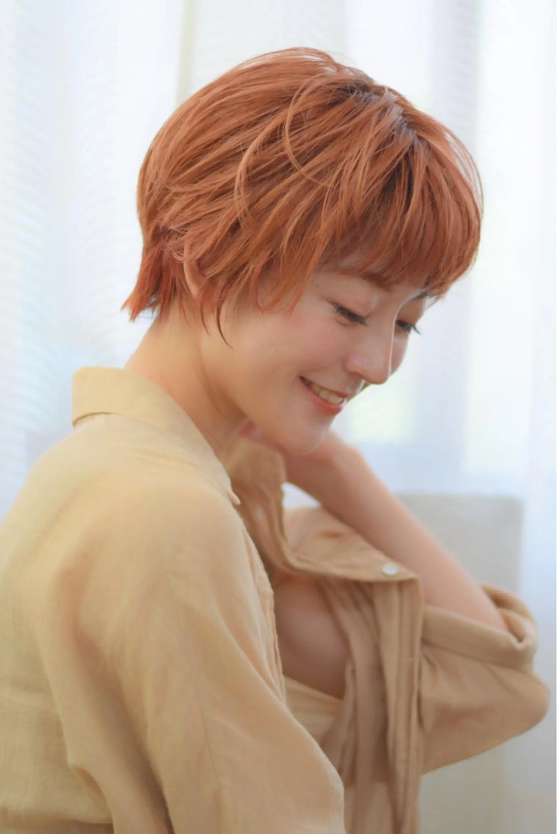 ショート カラー ブリーチ ブリーチなしカラー オレンジ ショートヘア、ボブ こやさん　コヤマのヘアスタイル