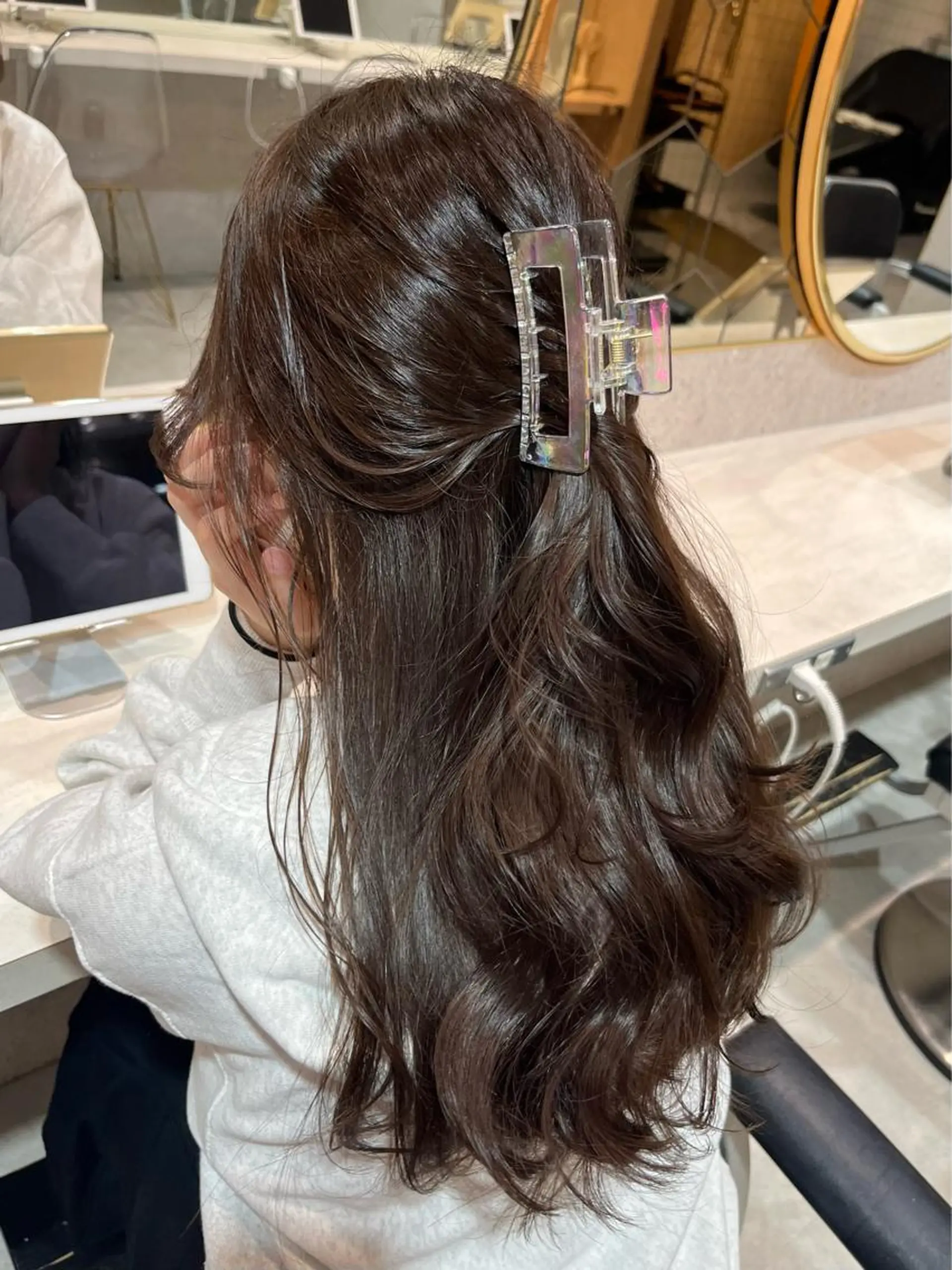 ロング アッシュ オレンジブラウン 顔周りカット 髪質改善 韓国風ヘア カット ヘアカラー トリートメント 暖色カラー/新宿/韓 国風レイヤー鮫島志穂のヘアスタイル