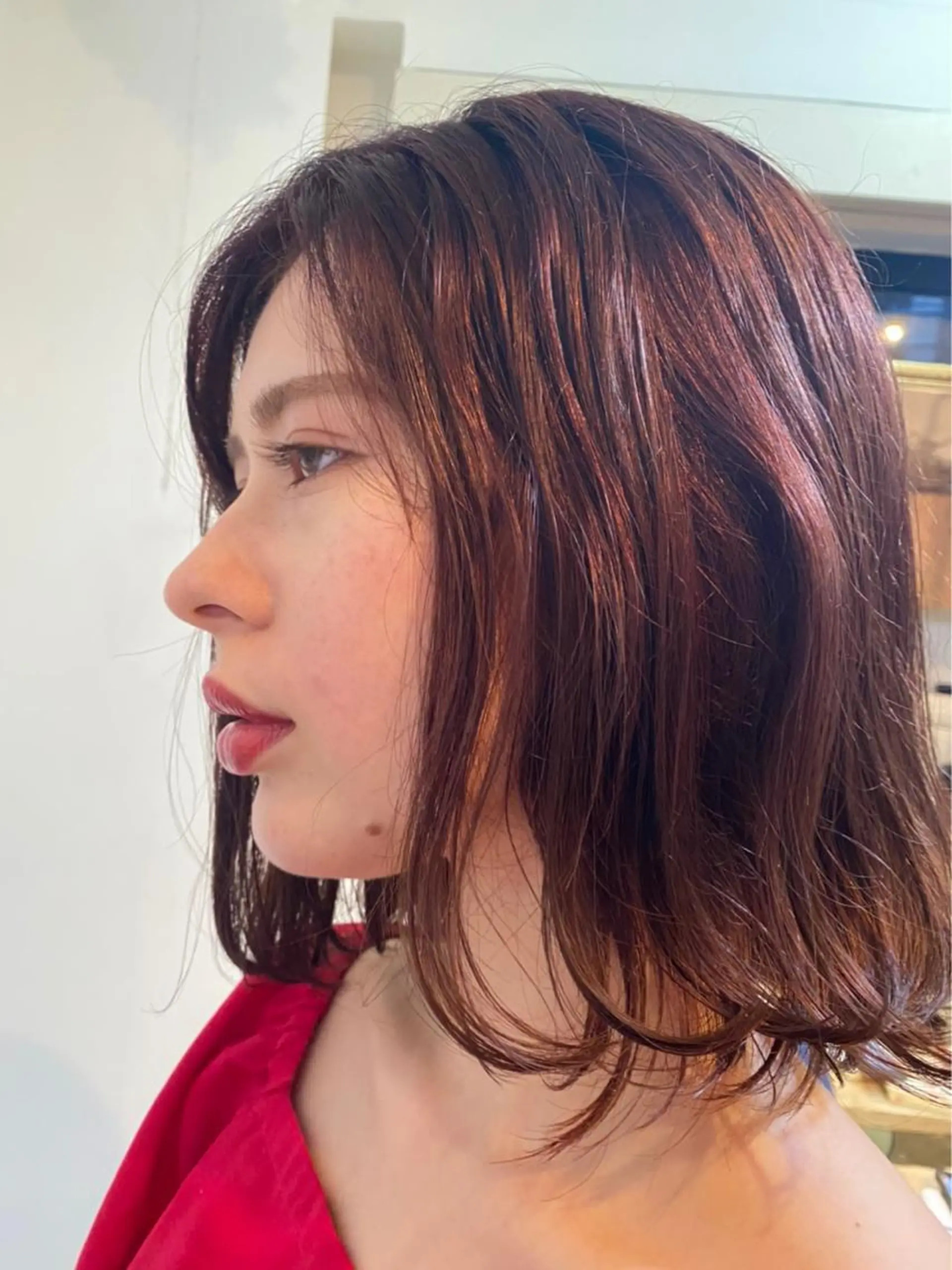 ミディアム カラー ブラウンカラー ピンクカラー ヘアカラー トリートメント 艶カラー、パーマ 祥一朗　WAWAのヘアスタイル