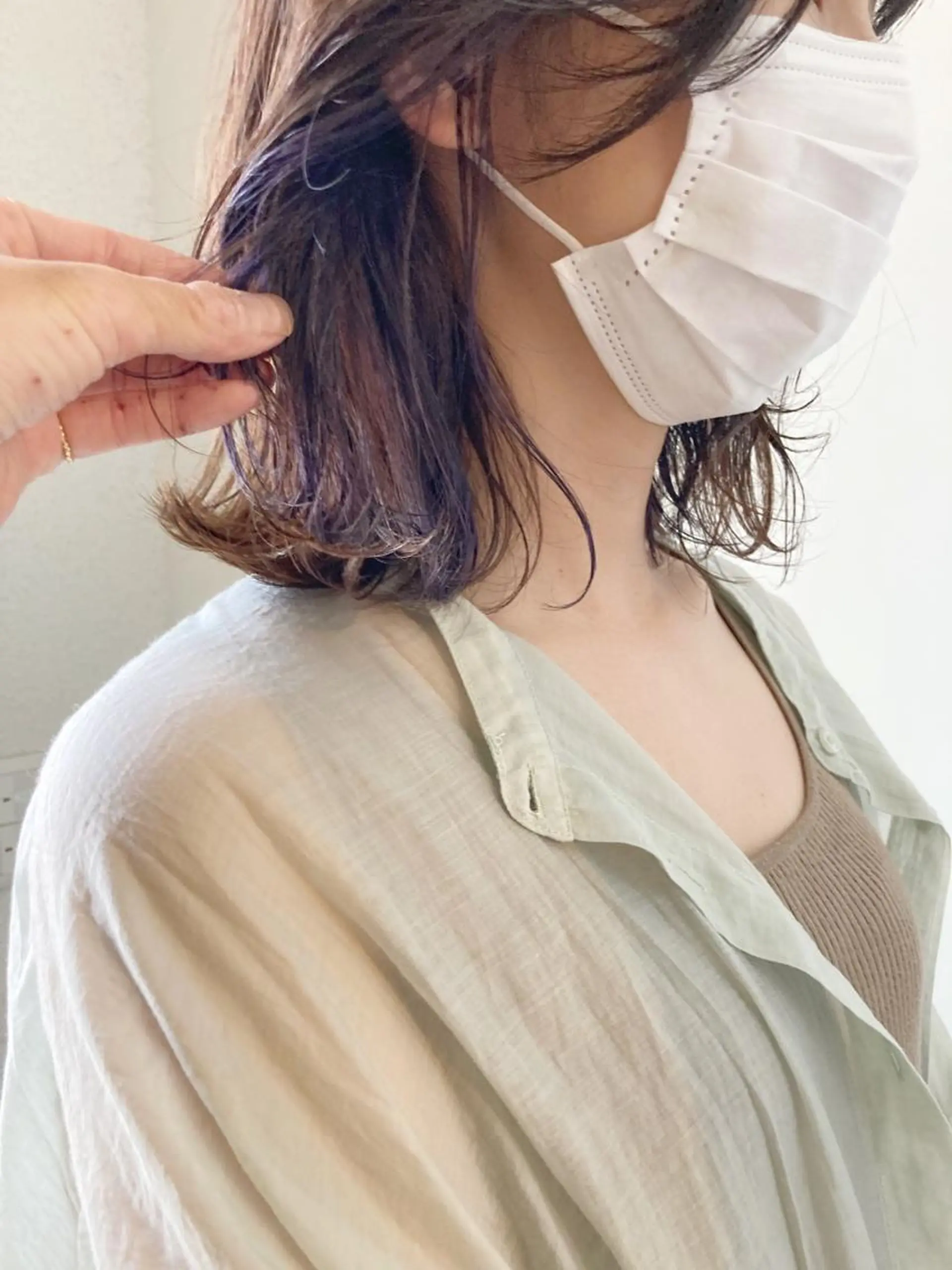 ミディアム カラー ブリーチ ラベンダーカラー カット ヘアカラー 小木曽智美 /ボブ/ショートのヘアスタイル