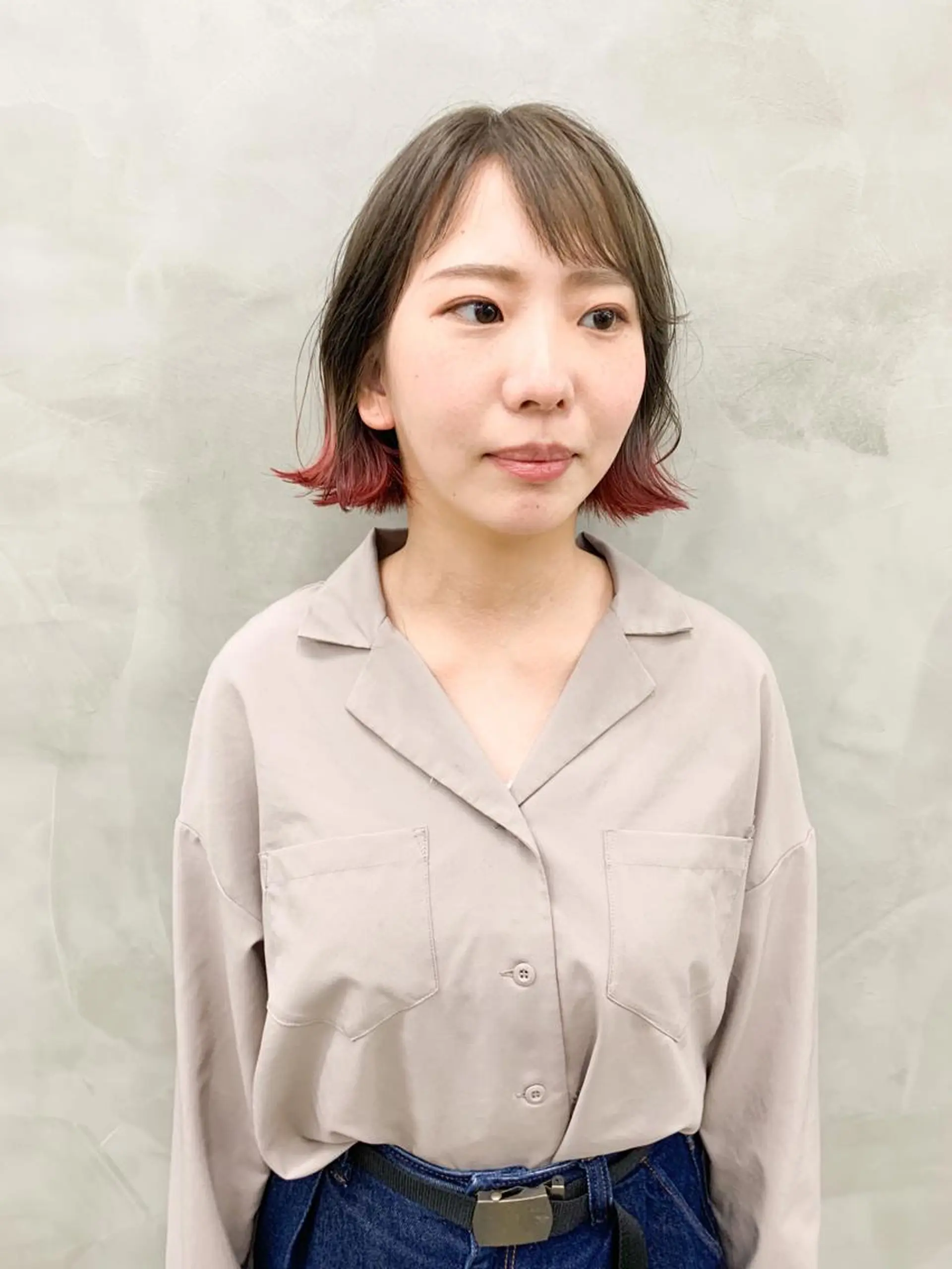 カラー 切りっぱなしボブ ブリーチ デザインカラー グレージュ ピンクカラー ヘッドスパ (女性限定)🍋モエのヘアスタイル