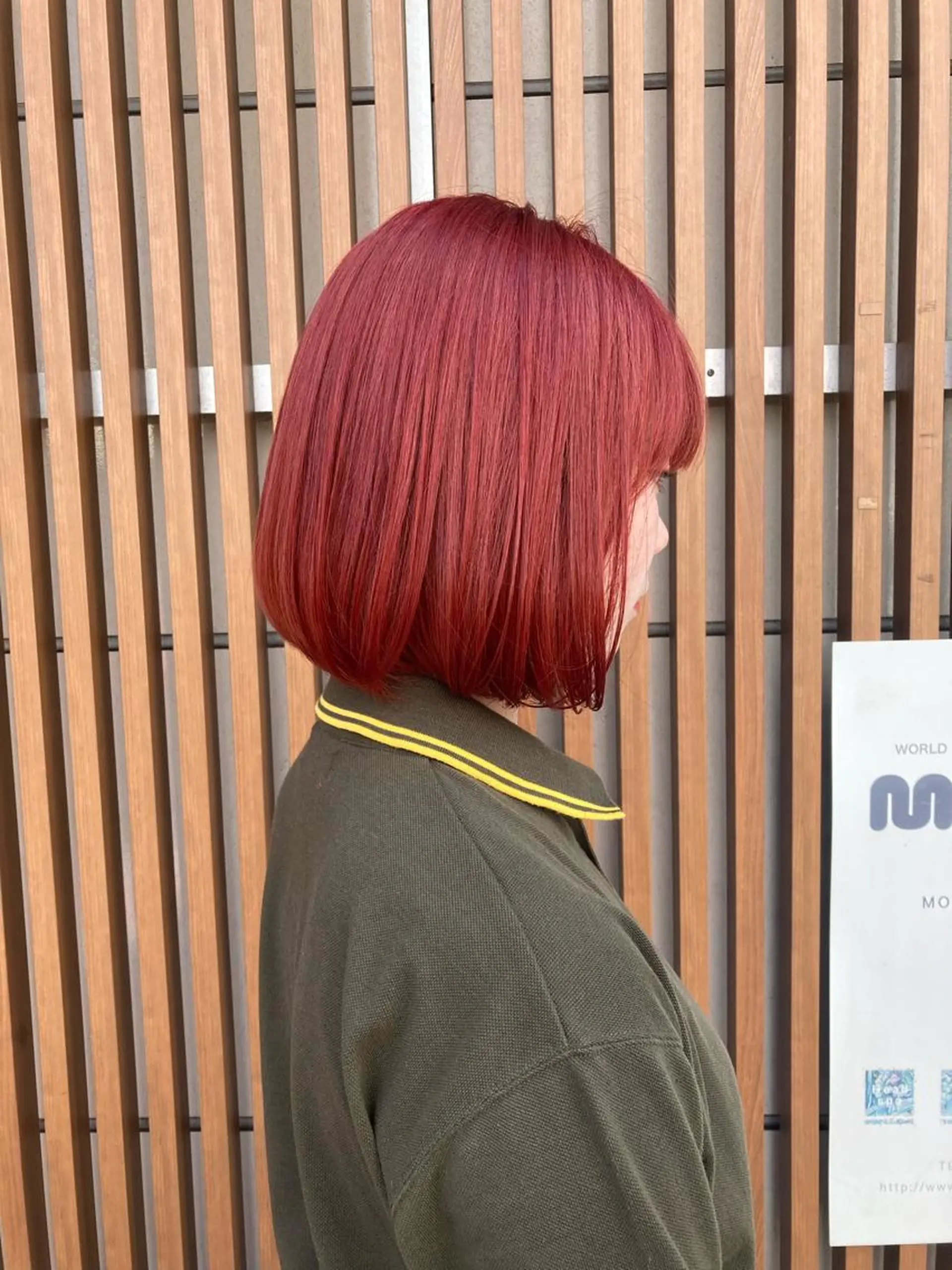 カラー ブリーチ ハイトーンカラー オレンジ レッドカラー ヘアカラー むらたみずき /大宮ボブ、ショートのヘアスタイル