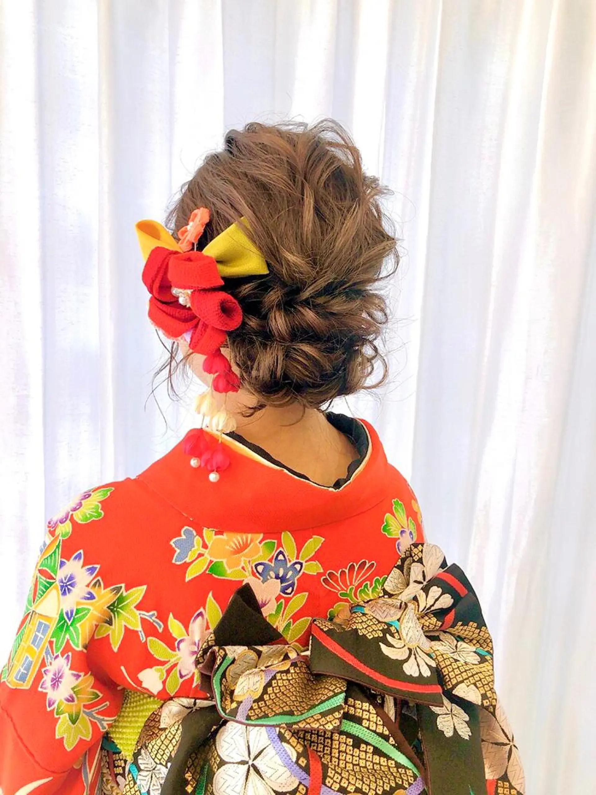 セミロング ヘアアレンジ 成人式 髪飾り ヘアセット 池田 みのりのヘアスタイル