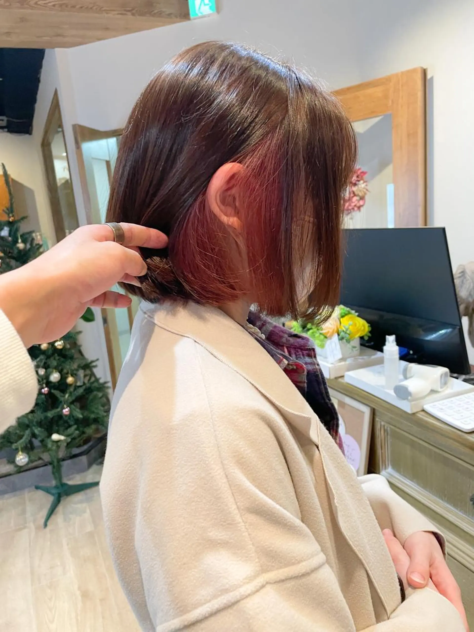 ショート カラー イヤリングカラー ボブ ヘアカラー 髪質改善/ブリーチ 田代 龍我のヘアスタイル