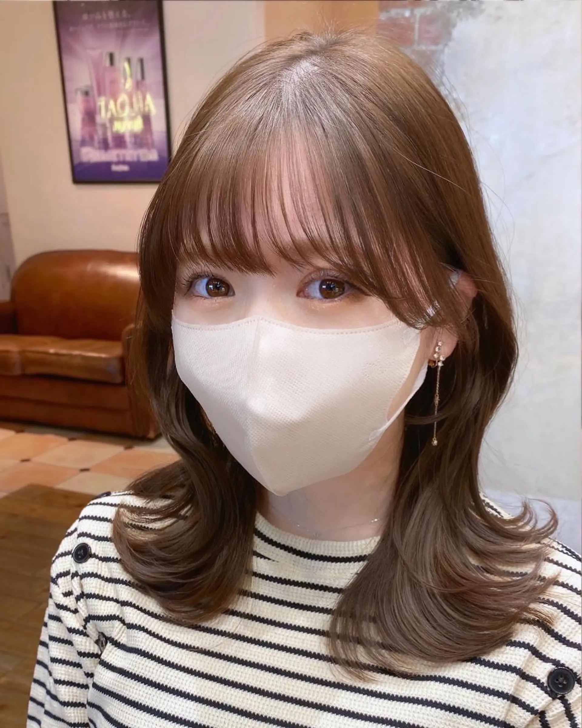 ミディアム カラー 顔まわりカット🌟 くびれヘア/寺門遥輝のヘアスタイル