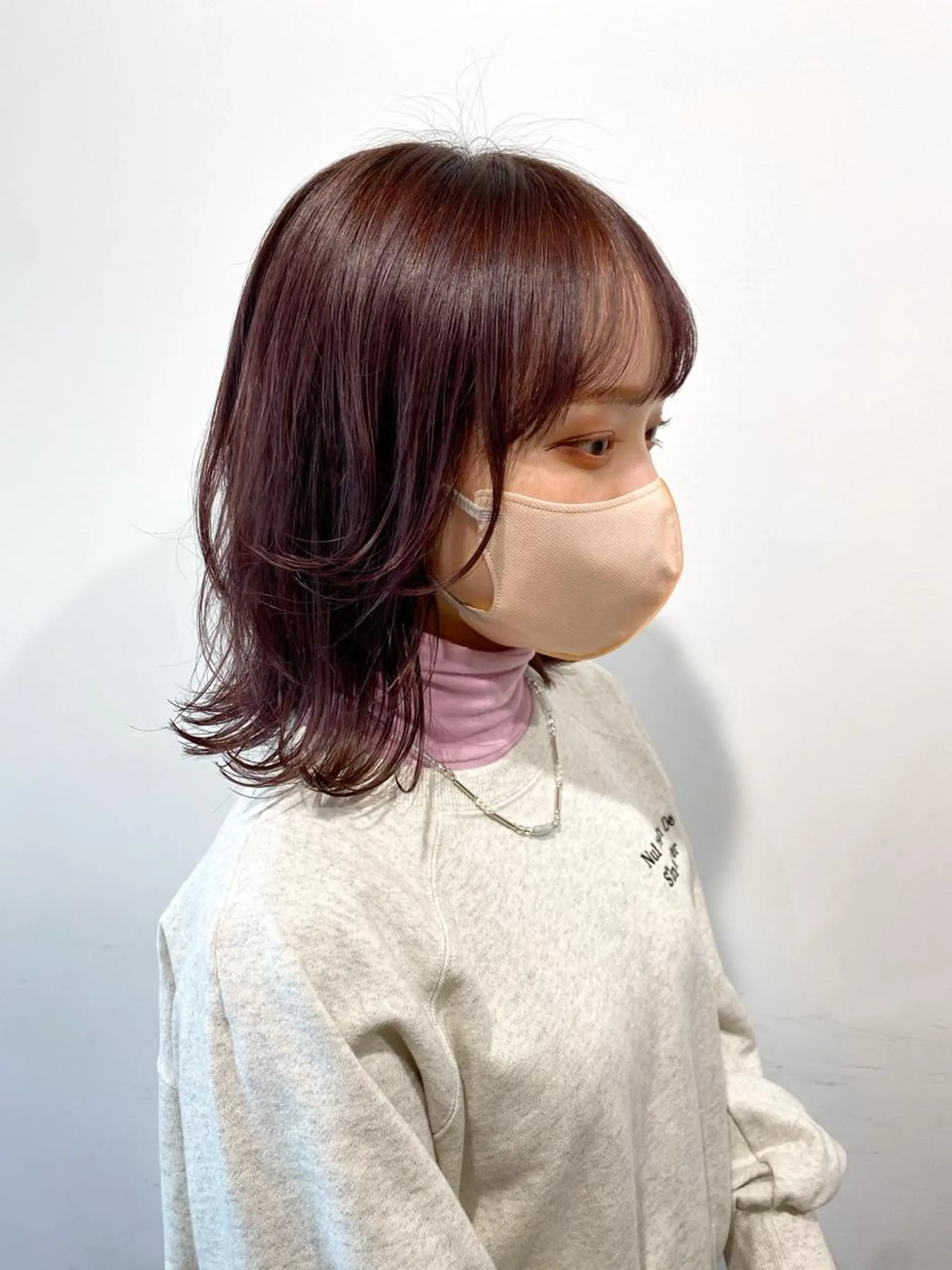 ミディアム カラー ブラウンカラー ピンクカラー ピンクブラウン レイヤーカット レイヤー/大人ボブ 渡邉【日吉美容室】のヘアスタイル