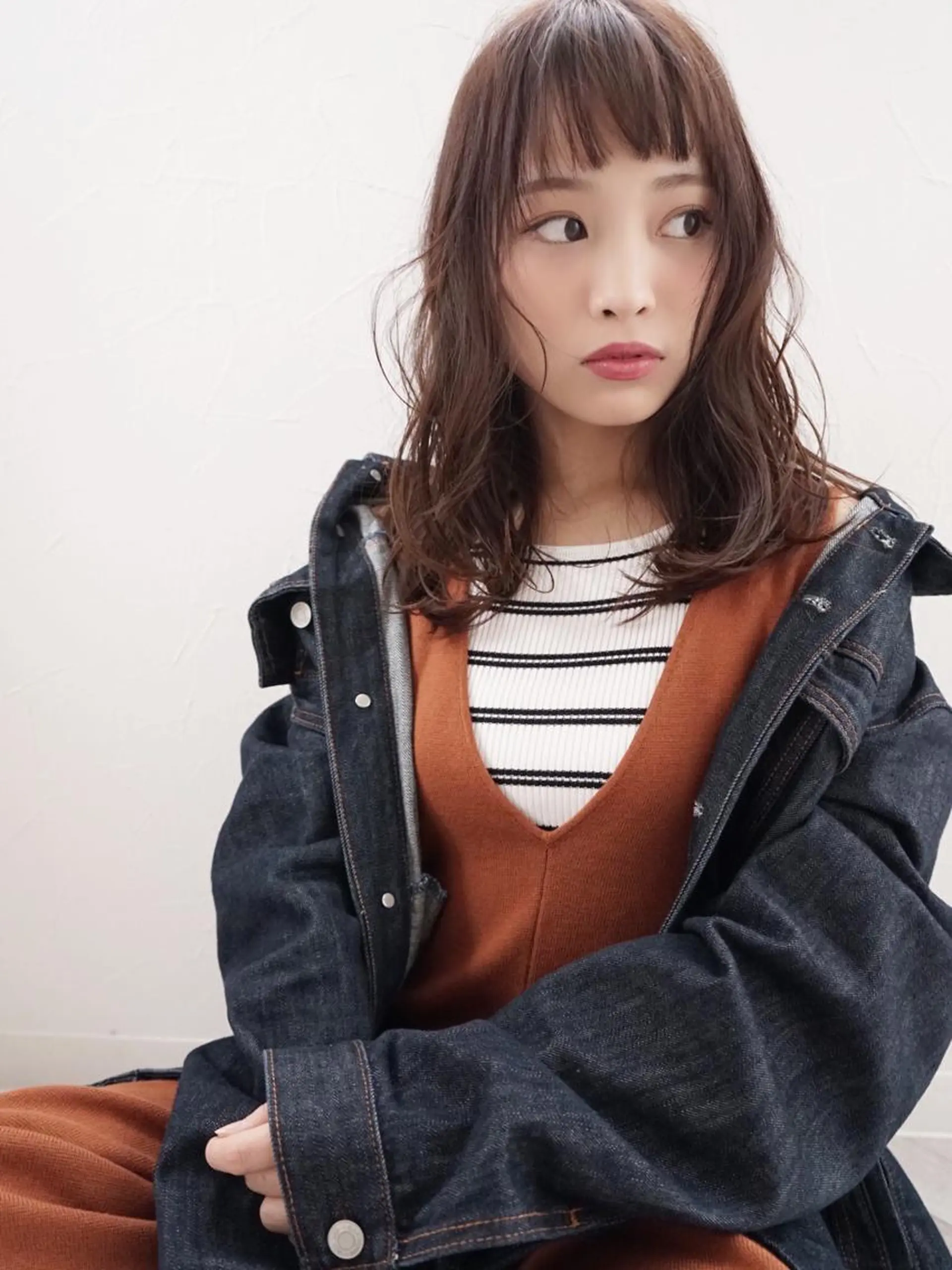 セミロング カラー パーマ 撮影モデル 花井 啓好のヘアスタイル