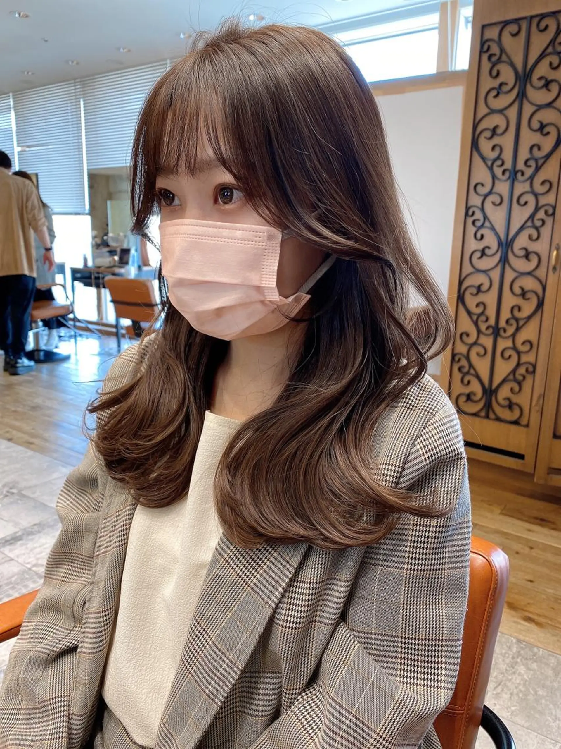 セミロング カラー ベージュカラー くびれヘア 顔周りカット 顔周り/くびれヘア 韓国ヘア💕風間るなのヘアスタイル