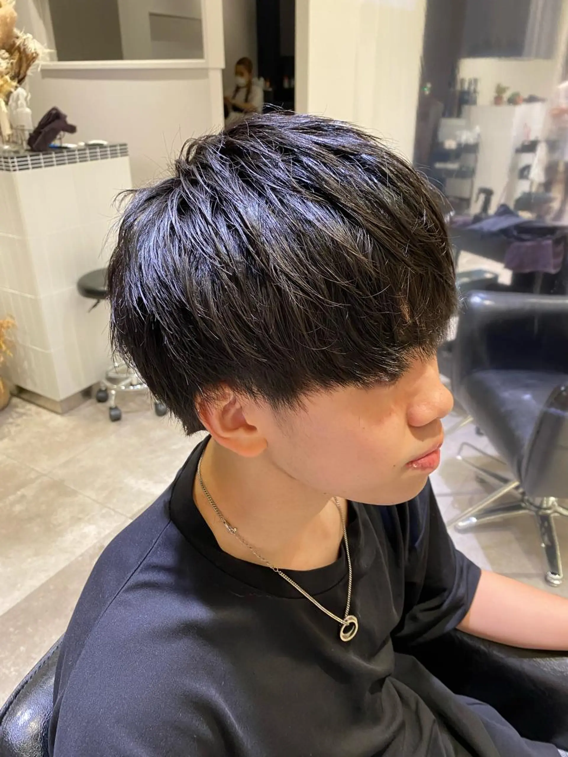 ショート メンズ マッシュ 上石神井メンズパーマ 飯田徹のヘアスタイル