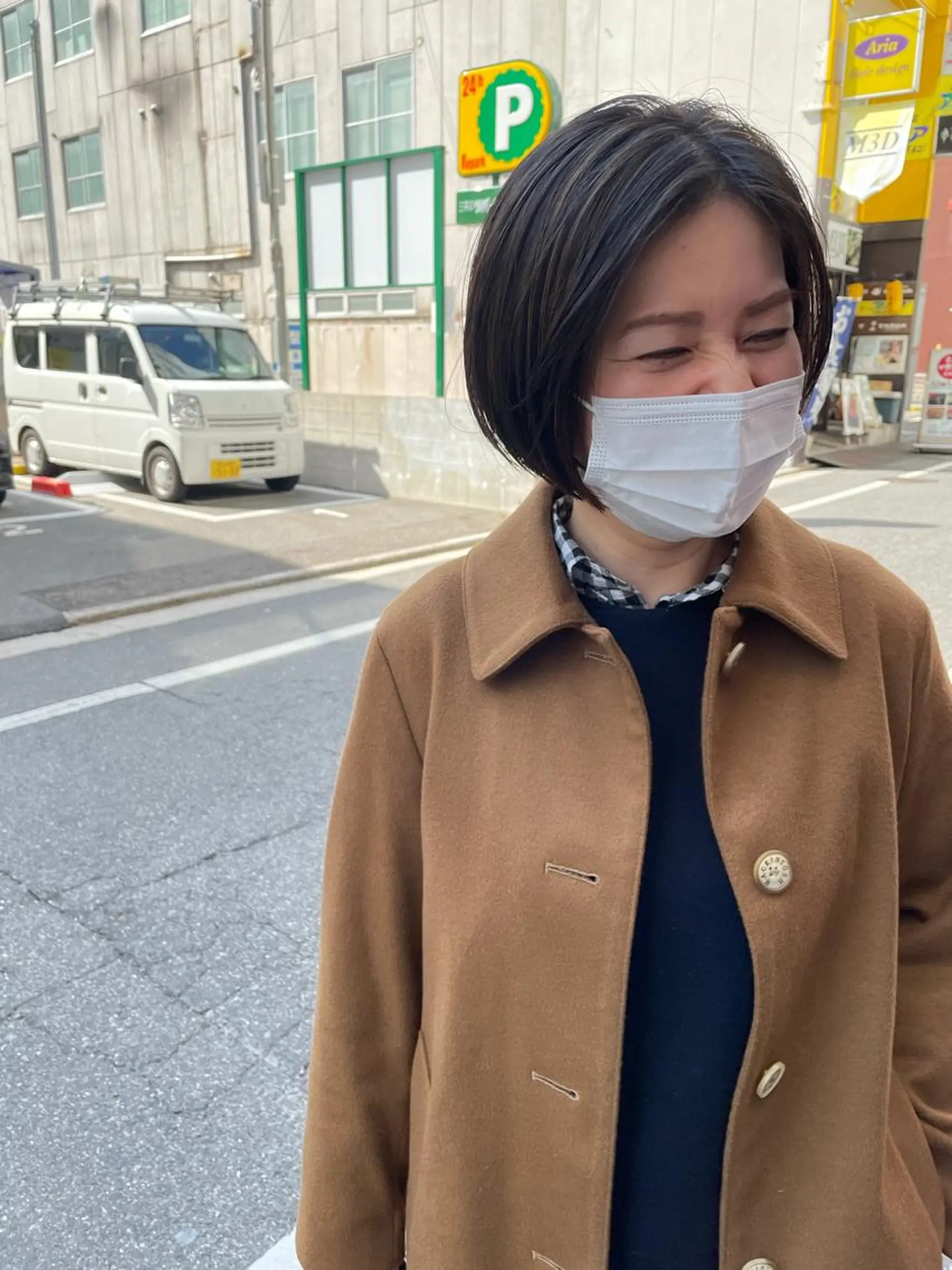 ミディアム ハイライト カット ヘアカラー トリートメント さの あやねのヘアスタイル