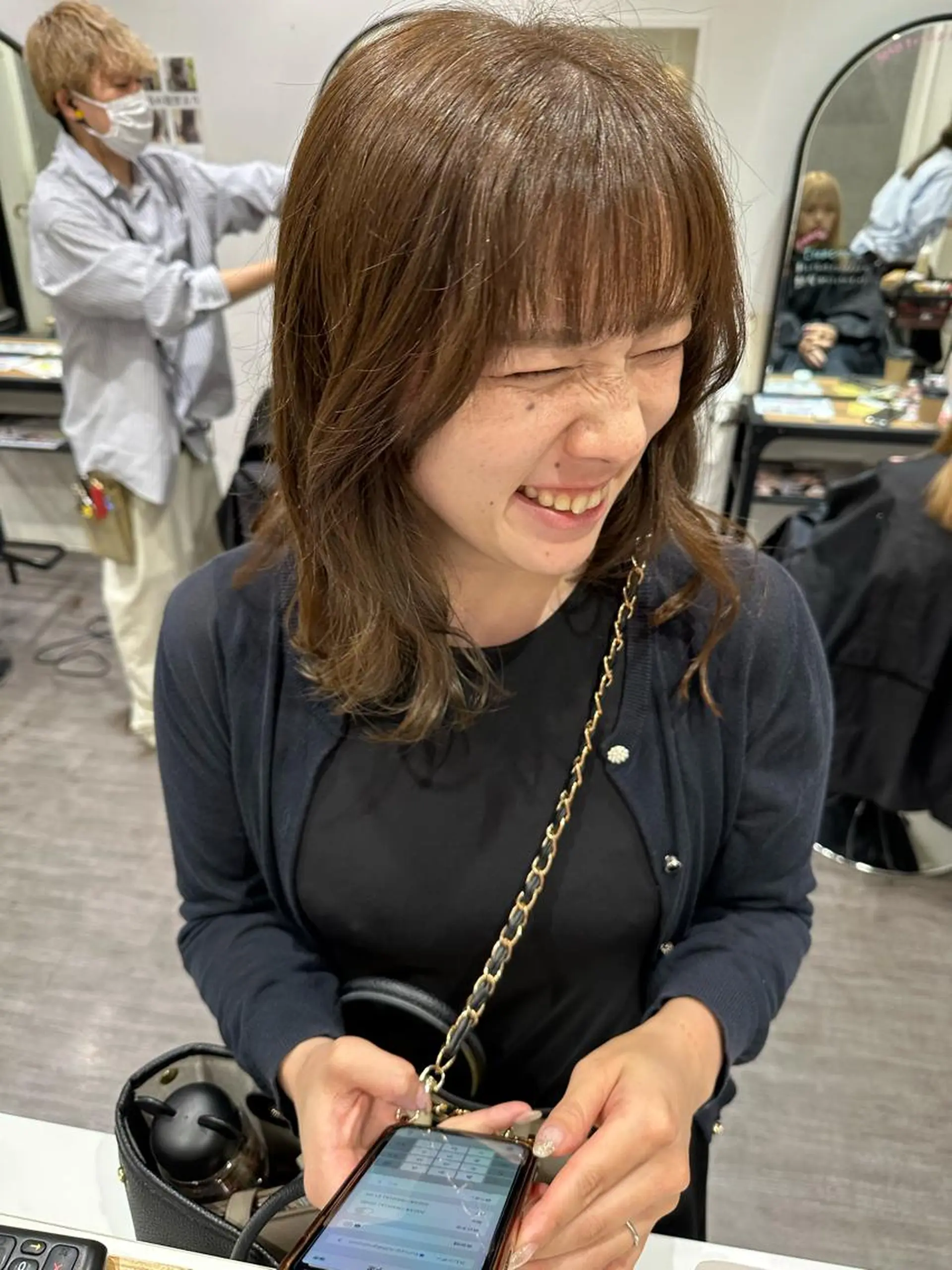 ミディアム カラー ベージュカラー オリーブベージュ 艶髪レイヤー上田 紗也🇰🇷💗のヘアスタイル