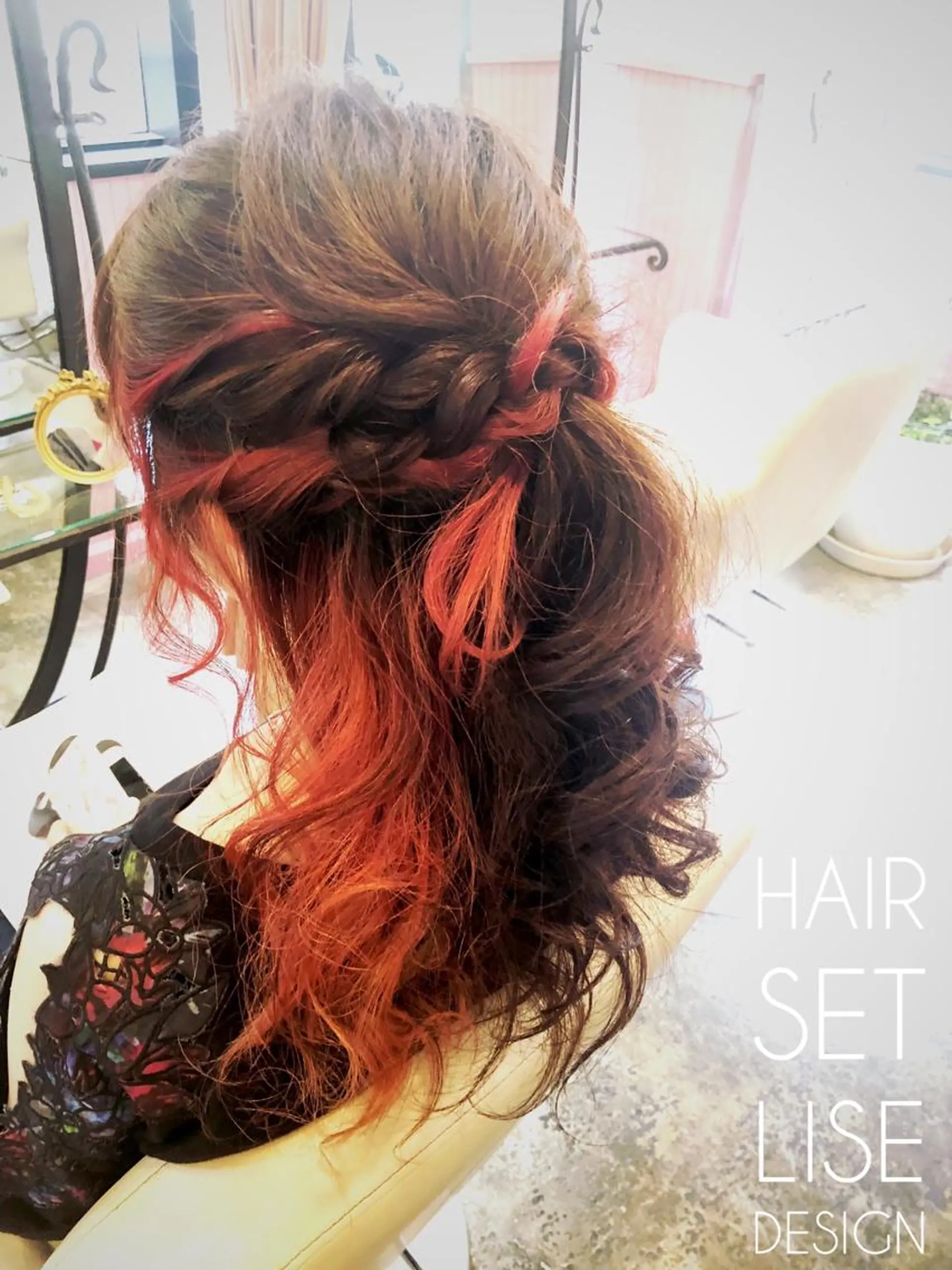 ミディアム カラー パーマ ヘアアレンジ ヘアセット 表参道Lise おおいしおりのヘアスタイル