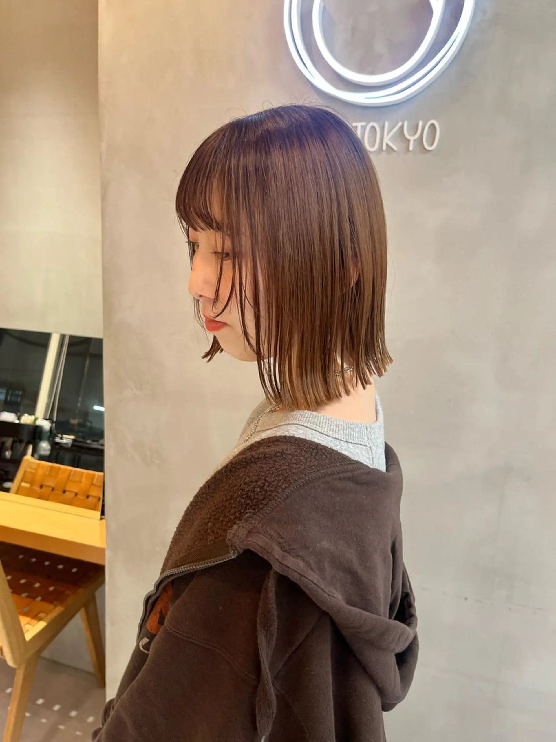 ミディアム カット ヘアカラー トリートメント ボブ&顔まわりレ イヤー♡TOMOE♡のヘアスタイル