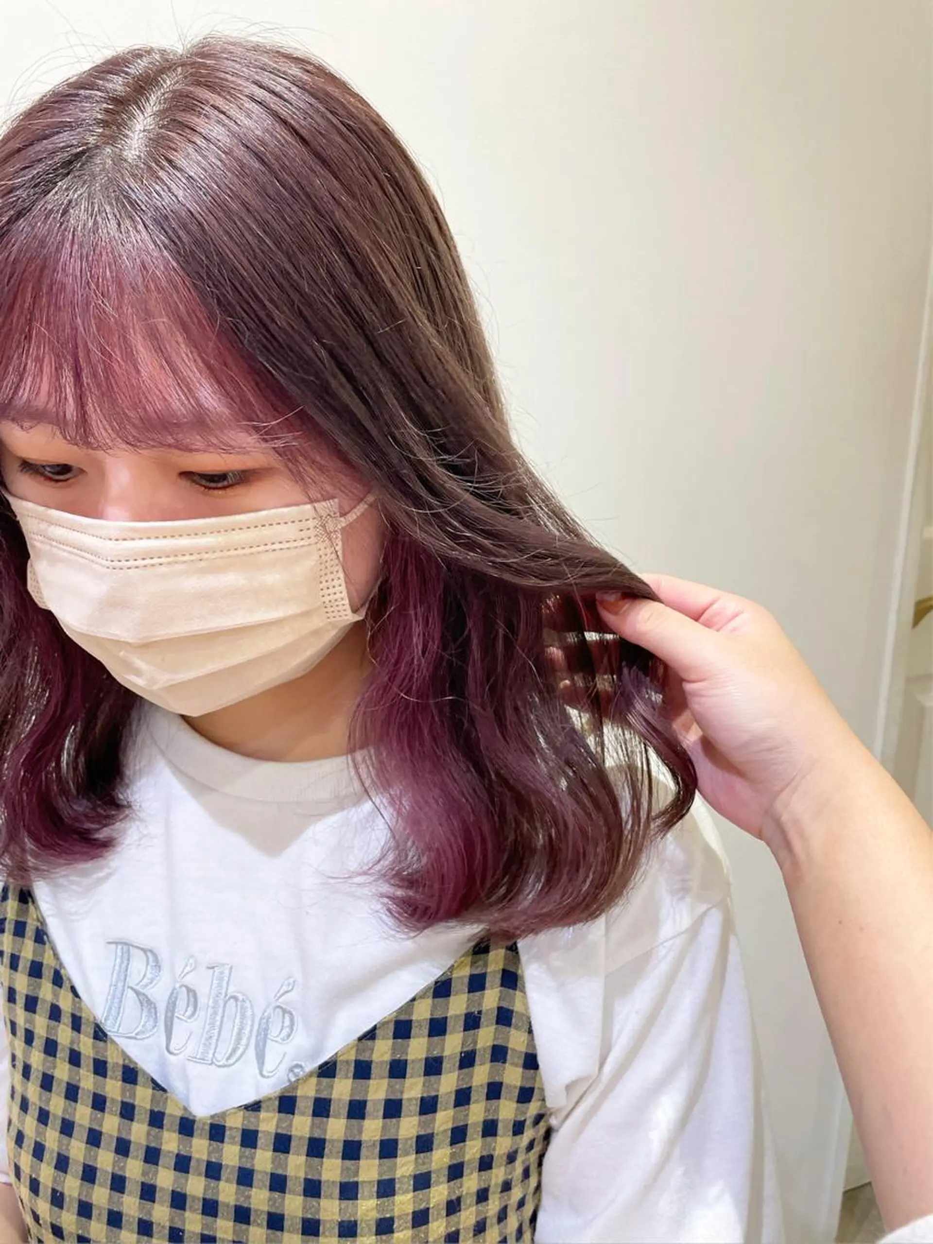 ミディアム カラー グレージュ ラベンダーカラー ラベンダーグレージュ ラベンダーグレー ピンクカラー エクステ/ハイトーン 🐏☁️miminaのヘアスタイル