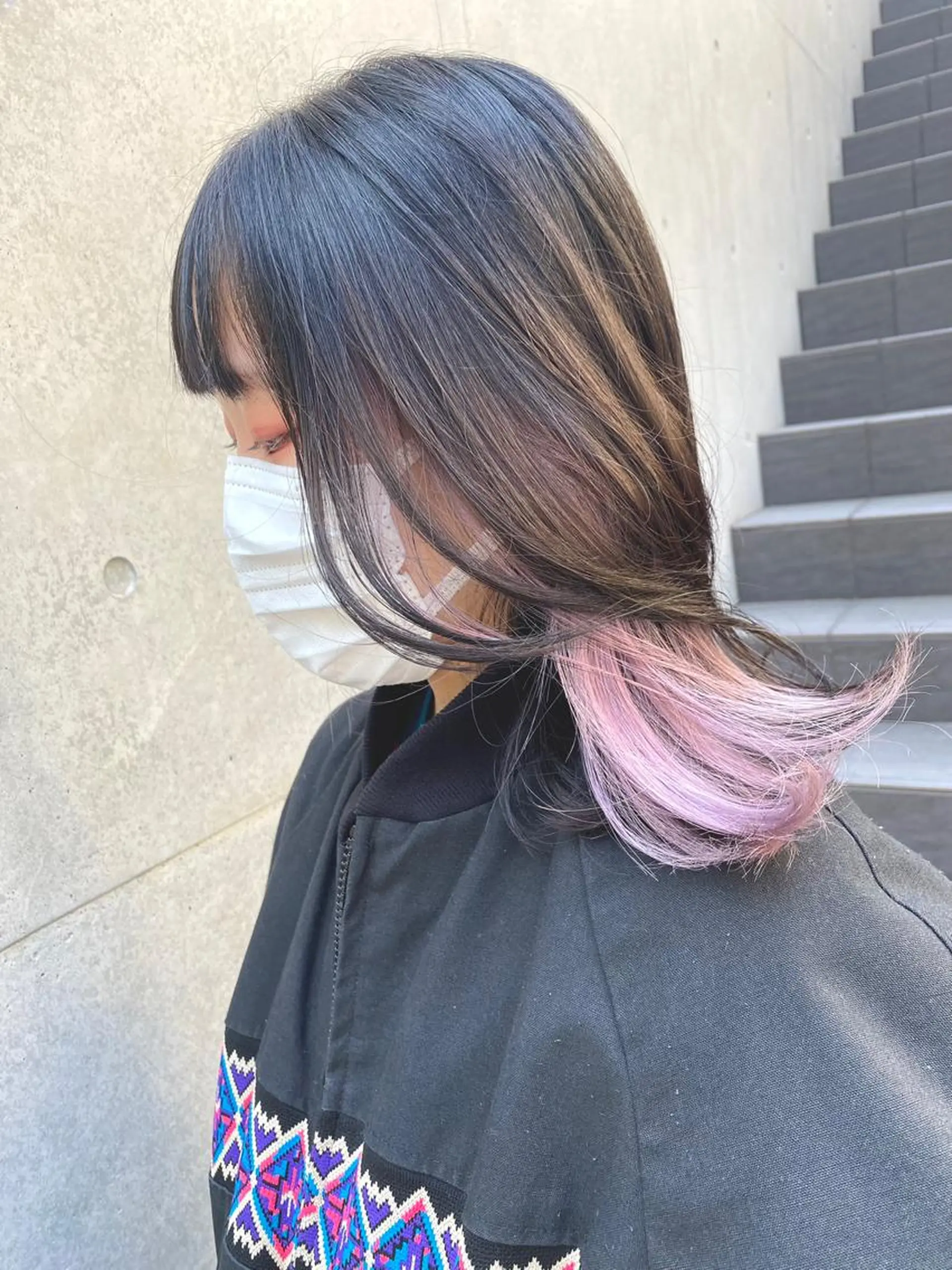 ロング カラー バレイヤージュ ベージュカラー ブリーチ デザインカラー グレージュ ヘアカラー トリートメント opus 店長大和 レイヤー/赤み消しのヘアスタイル