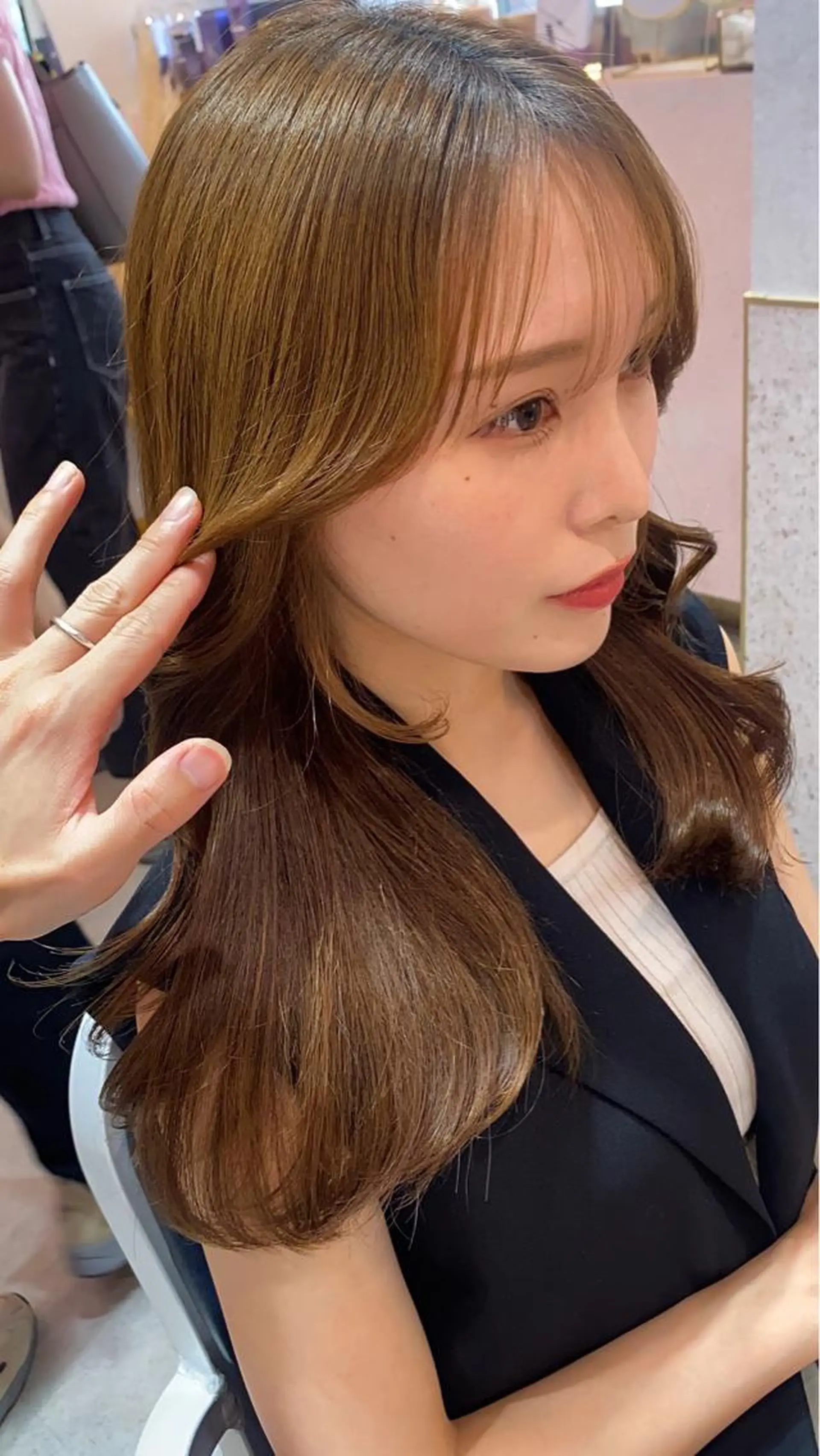 セミロング カラー カット トリートメント ヘッドスパ 髪質改善/韓国ヘア レイヤー/新宿/ロミのヘアスタイル