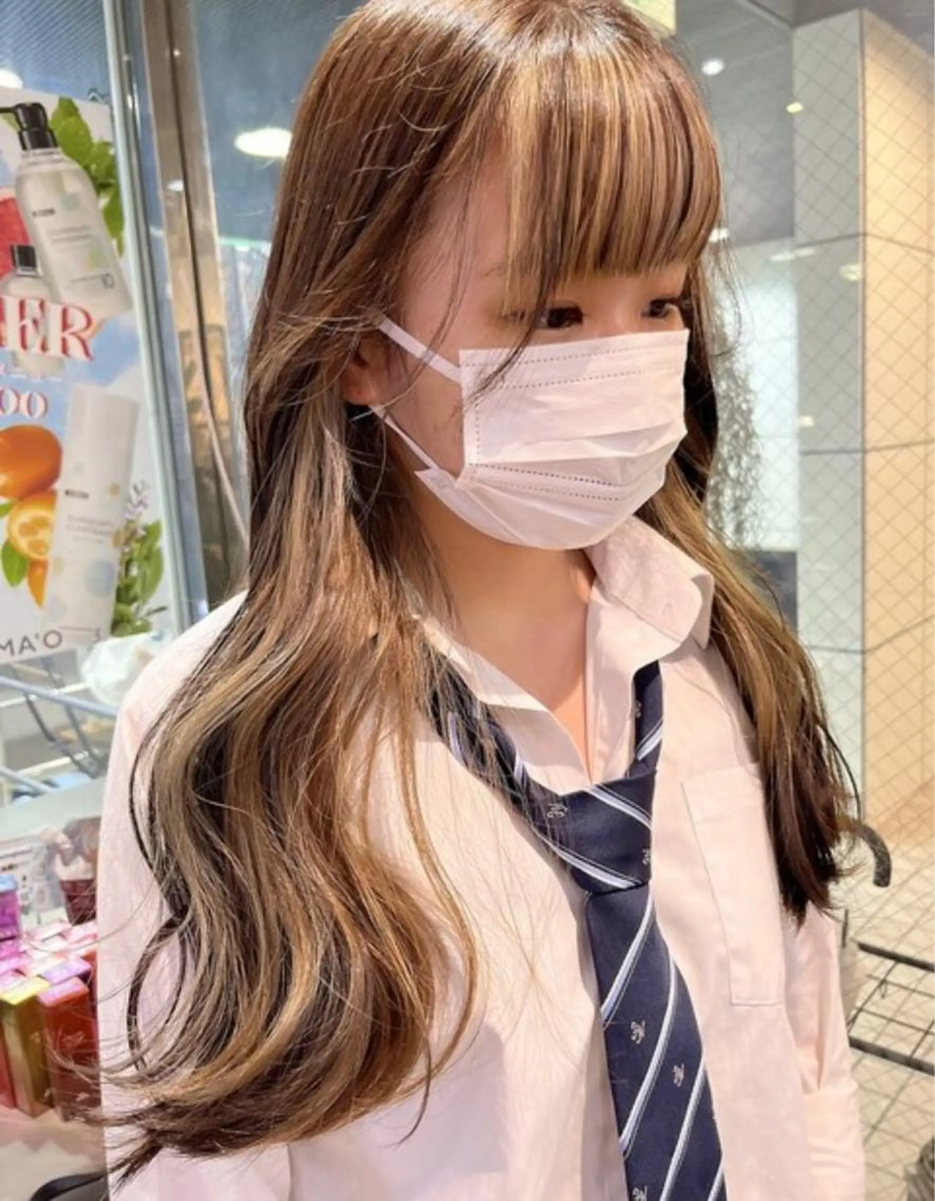 ロング カラー ハイトーンカラー 学生 韓国レイヤー🇰🇷 🤍🎀honokaのヘアスタイル