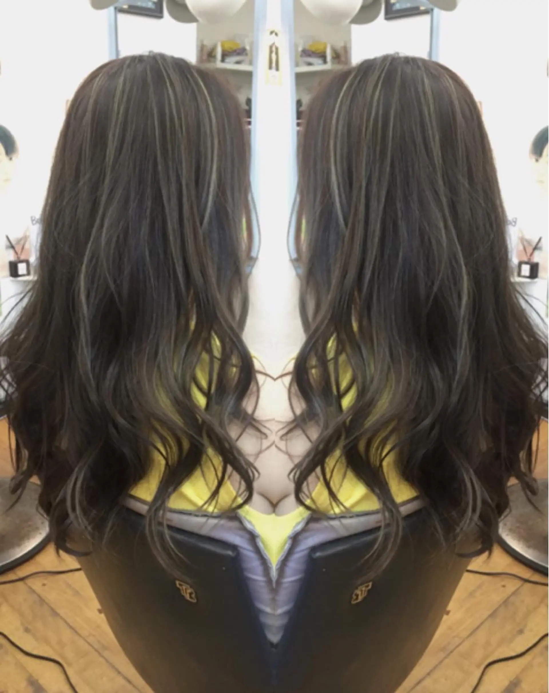 ロング カラー パーマ 透明感カラー グレージュ ハイライトカラー カーキグレージュ 外国人風カラー ヘアカラー 三輪 太一のヘアスタイル