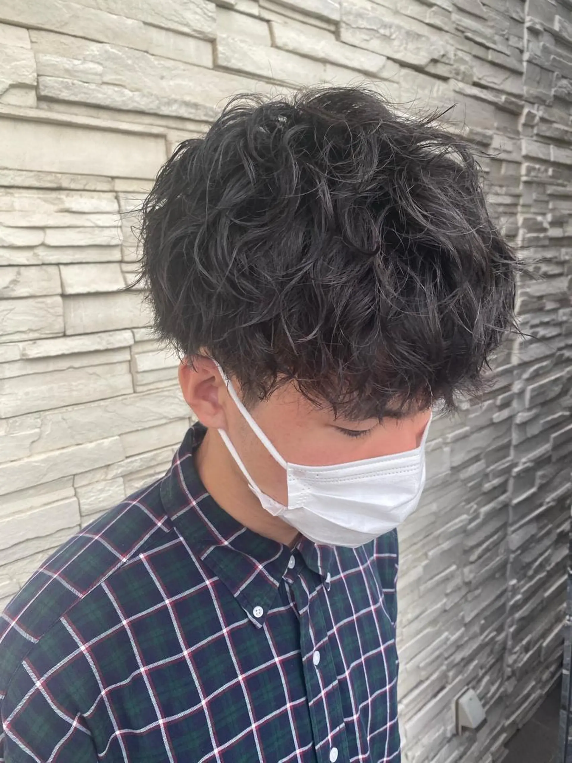 ショート パーマ メンズ マッシュ 塩谷黎✨ブリーチ無W カラーメンズパーマ✨のヘアスタイル