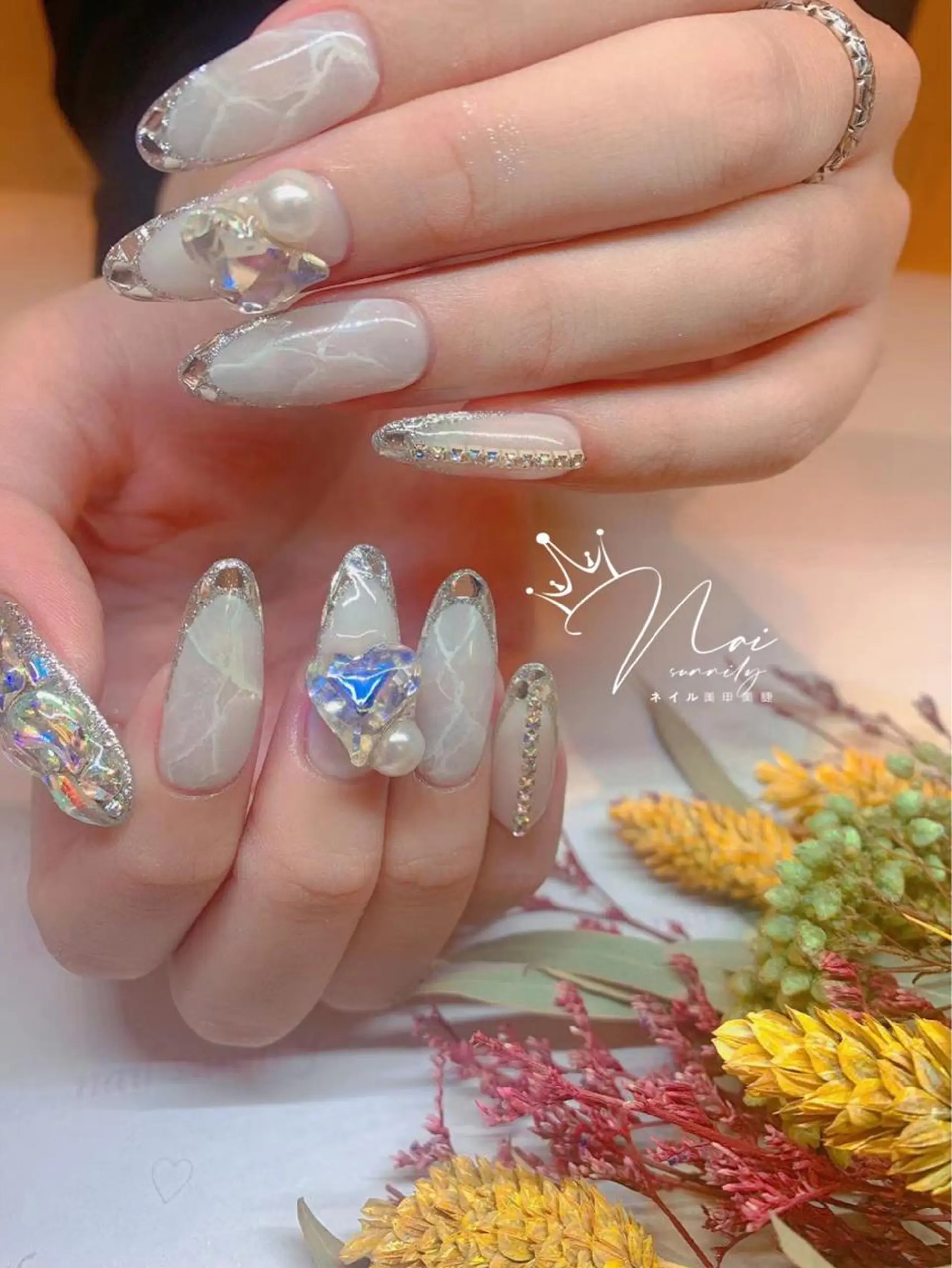 ネイル ストーンネイル 長さだし専門店 M2　rikaのネイルデザイン
