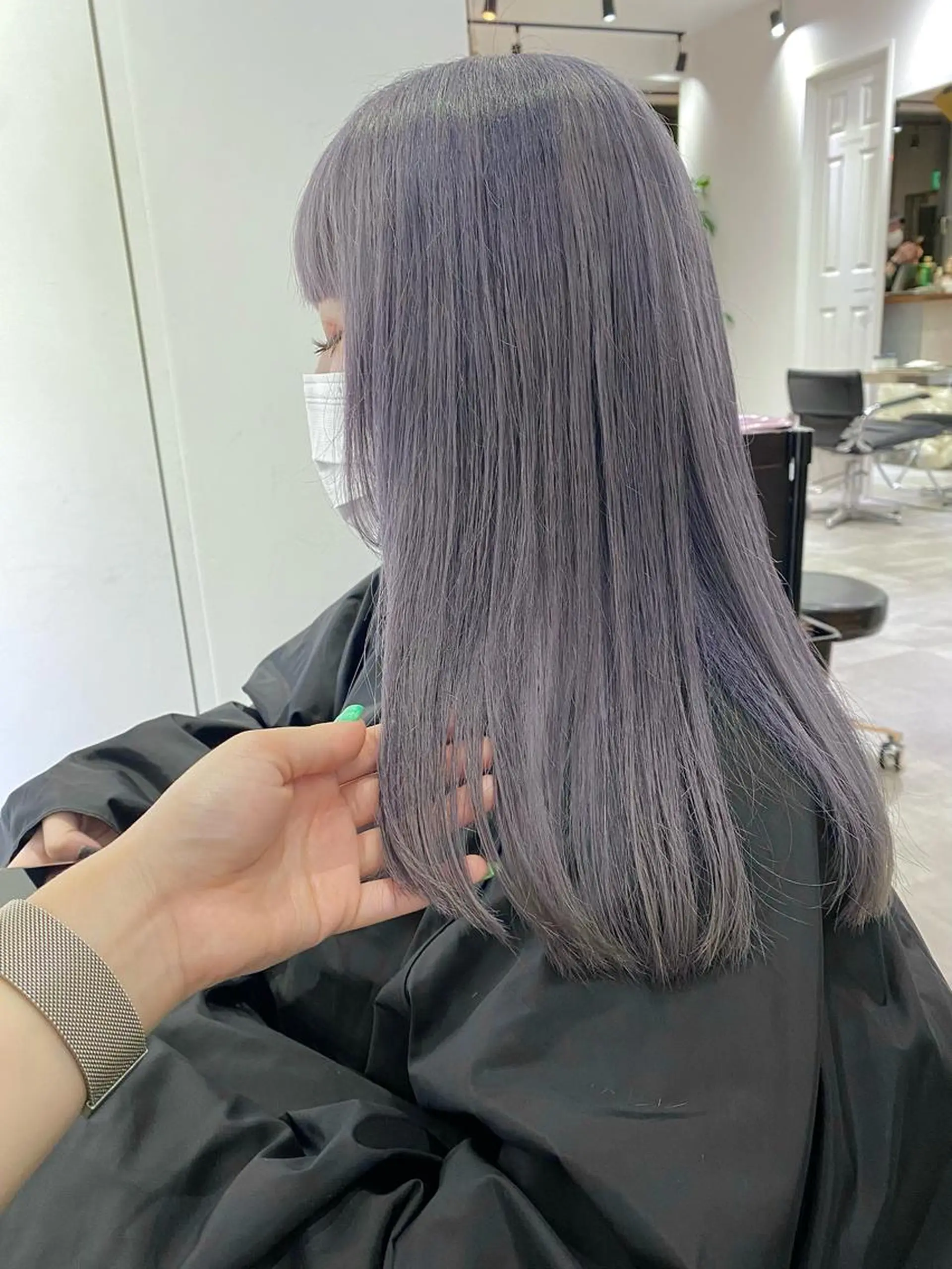ロング カラー アッシュ ブリーチ パープルカラー パープルアッシュ ヘアカラー トリートメント ブリーチ指名 NO1🌈SAKIのヘアスタイル