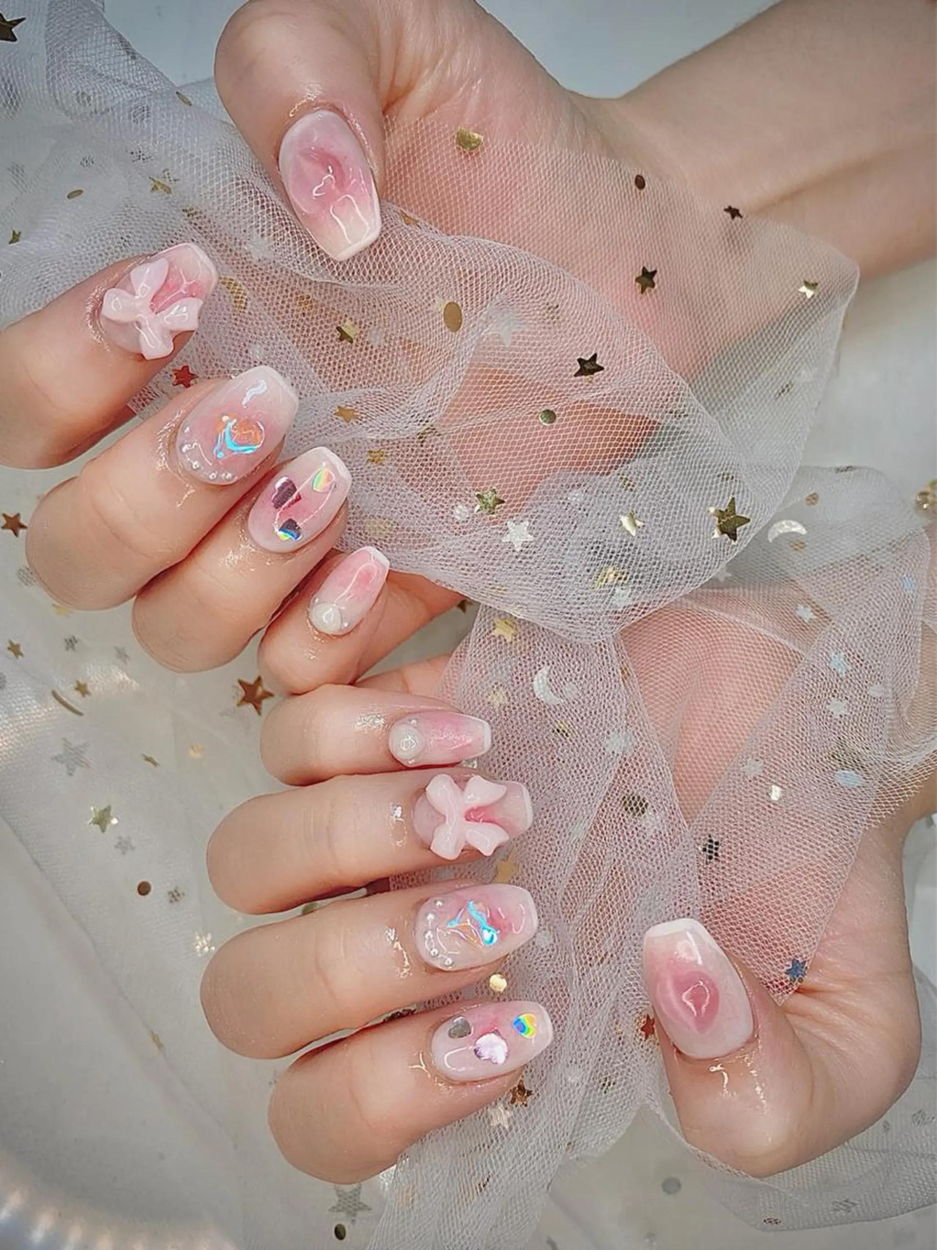 ネイル I-nailロング /ワンホン/キラキラのネイルデザイン