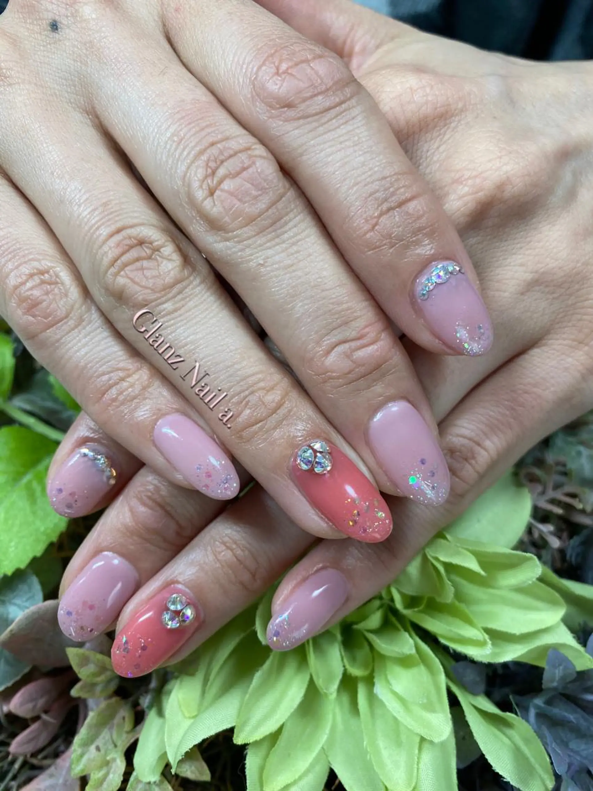 ネイル キラキラネイル ピンク 春ネイル Glanz  Nail aのネイルデザイン