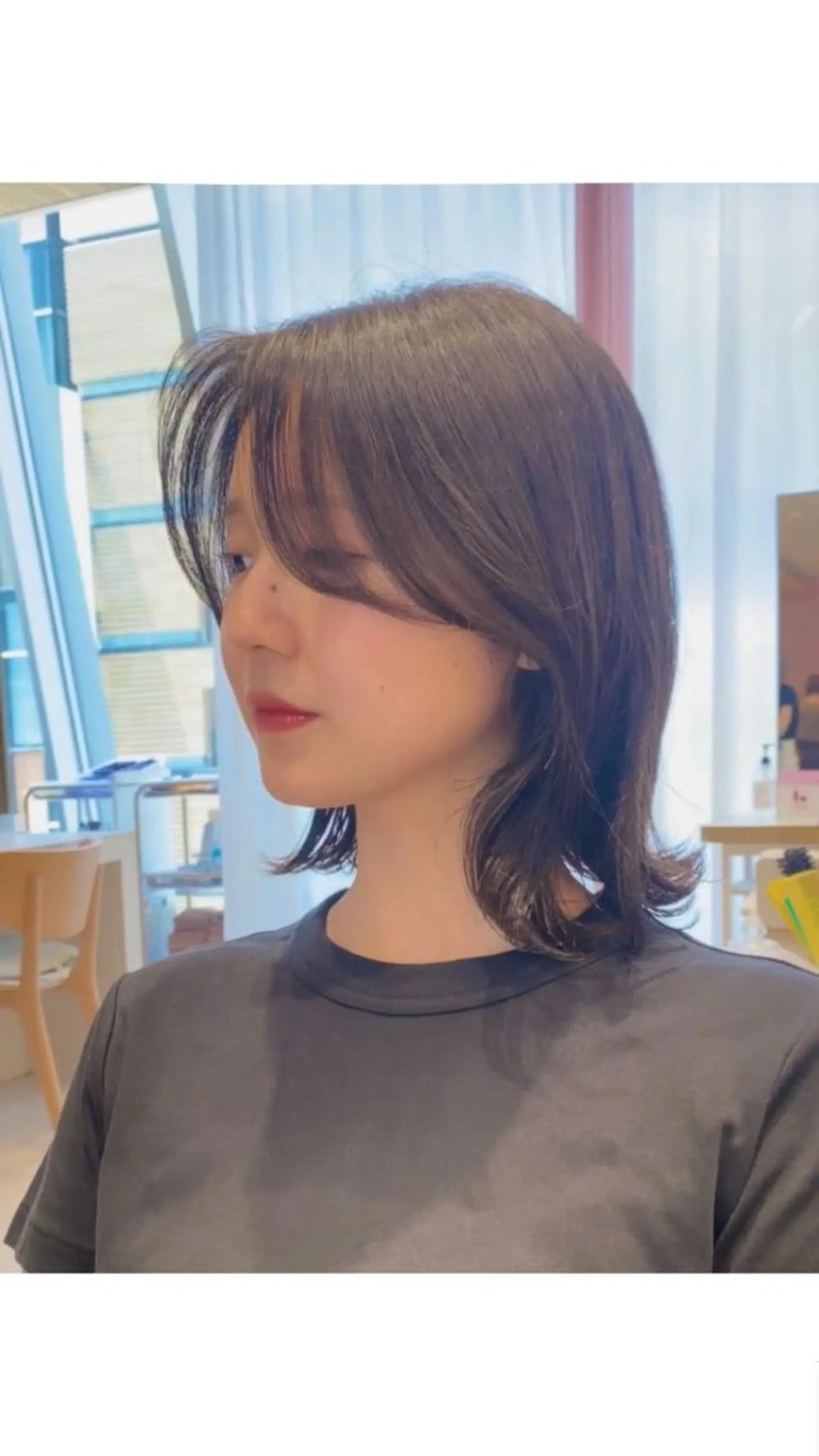 セミロング カラー パーマ ヘアアレンジ 切りっぱなしボブ バレイヤージュ ブリーチ ケアブリーチ 透明感カラー 小野寺瑞希 /最小顔カットのヘアスタイル