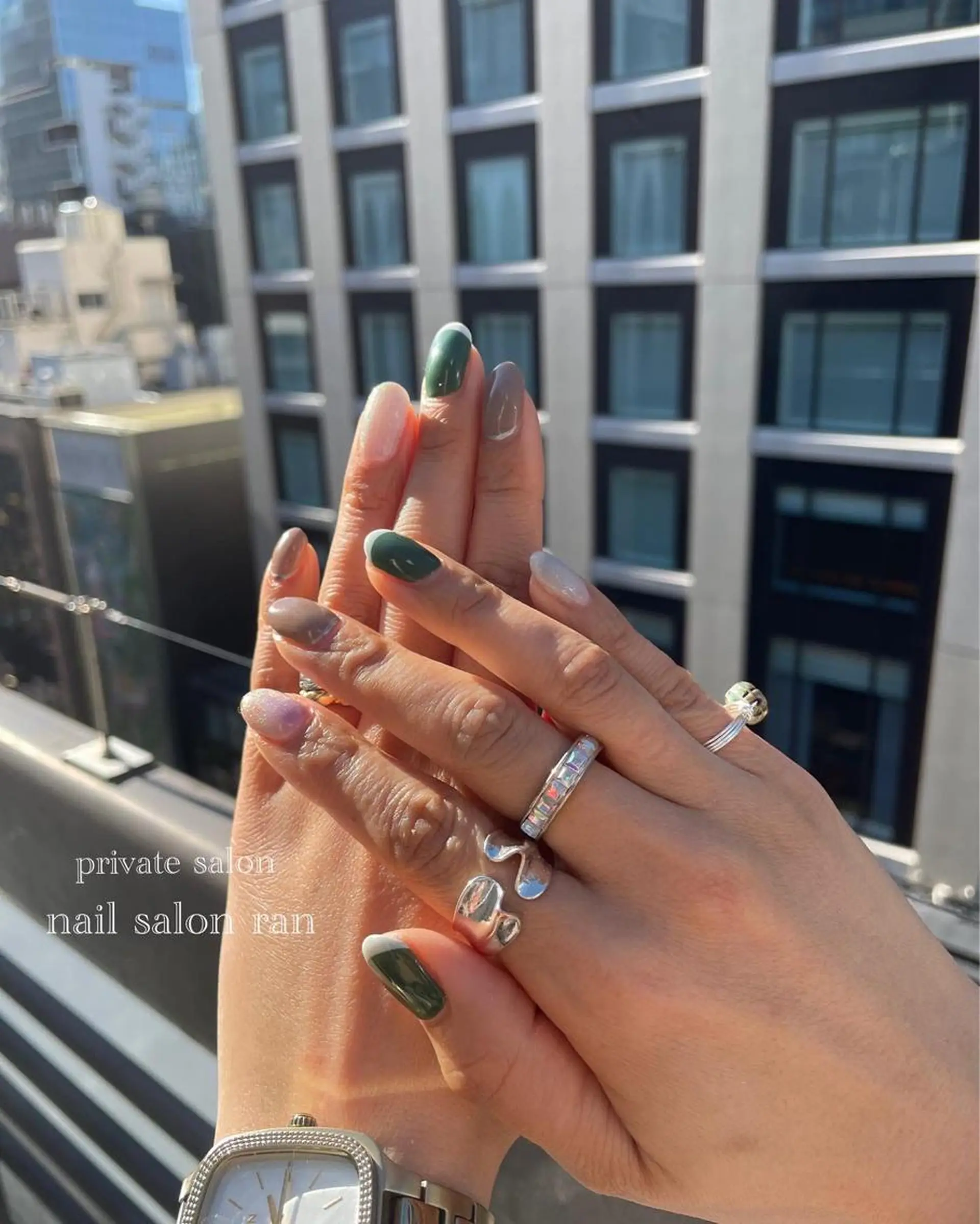 ネイル マグネットネイル ニュアンスネイル nailsalon ranのネイルデザイン