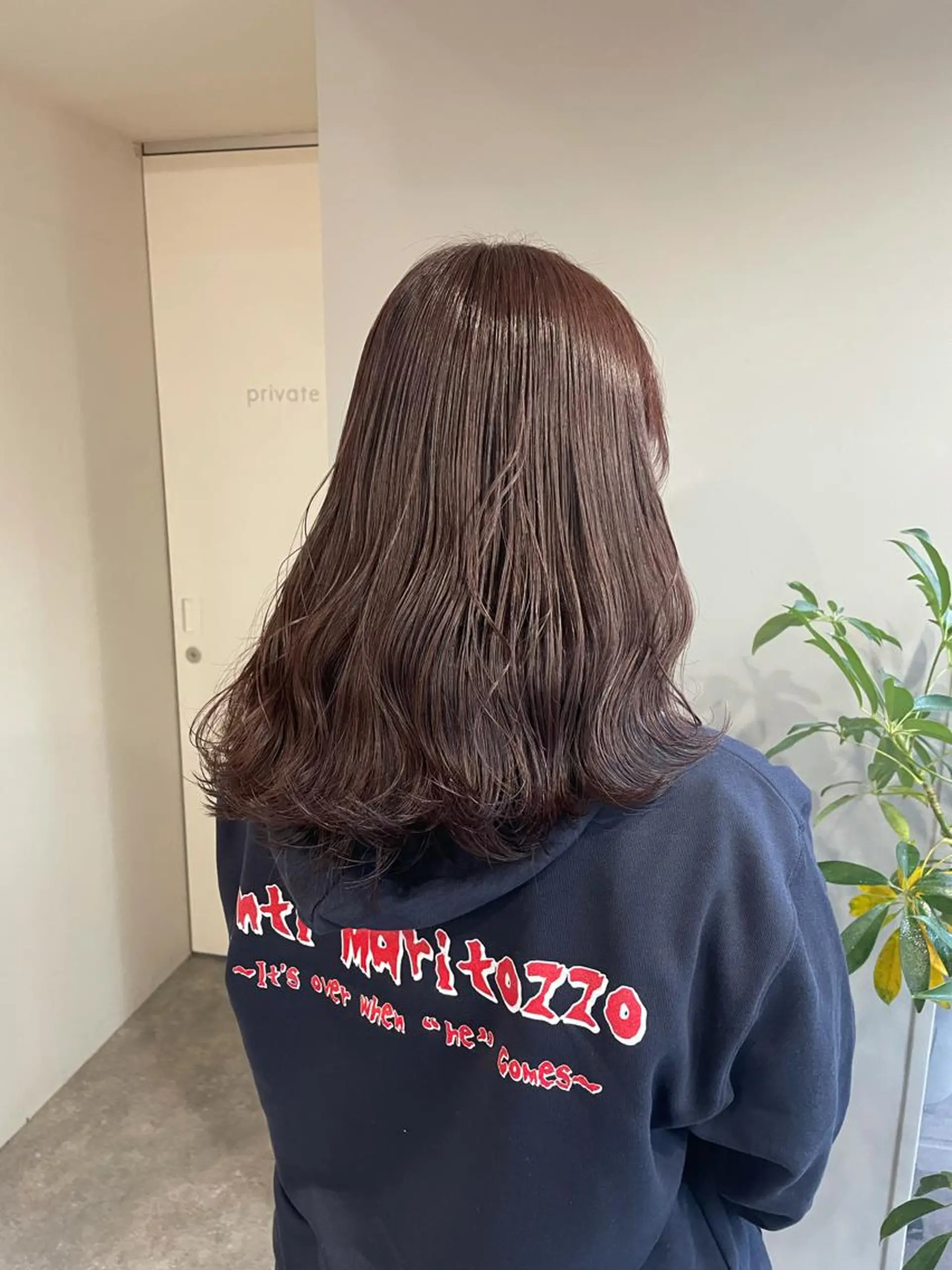 セミロング ピンクブラウン ヘアカラー トリートメント ♡透明感/艶カラー/ M a I ♡のヘアスタイル