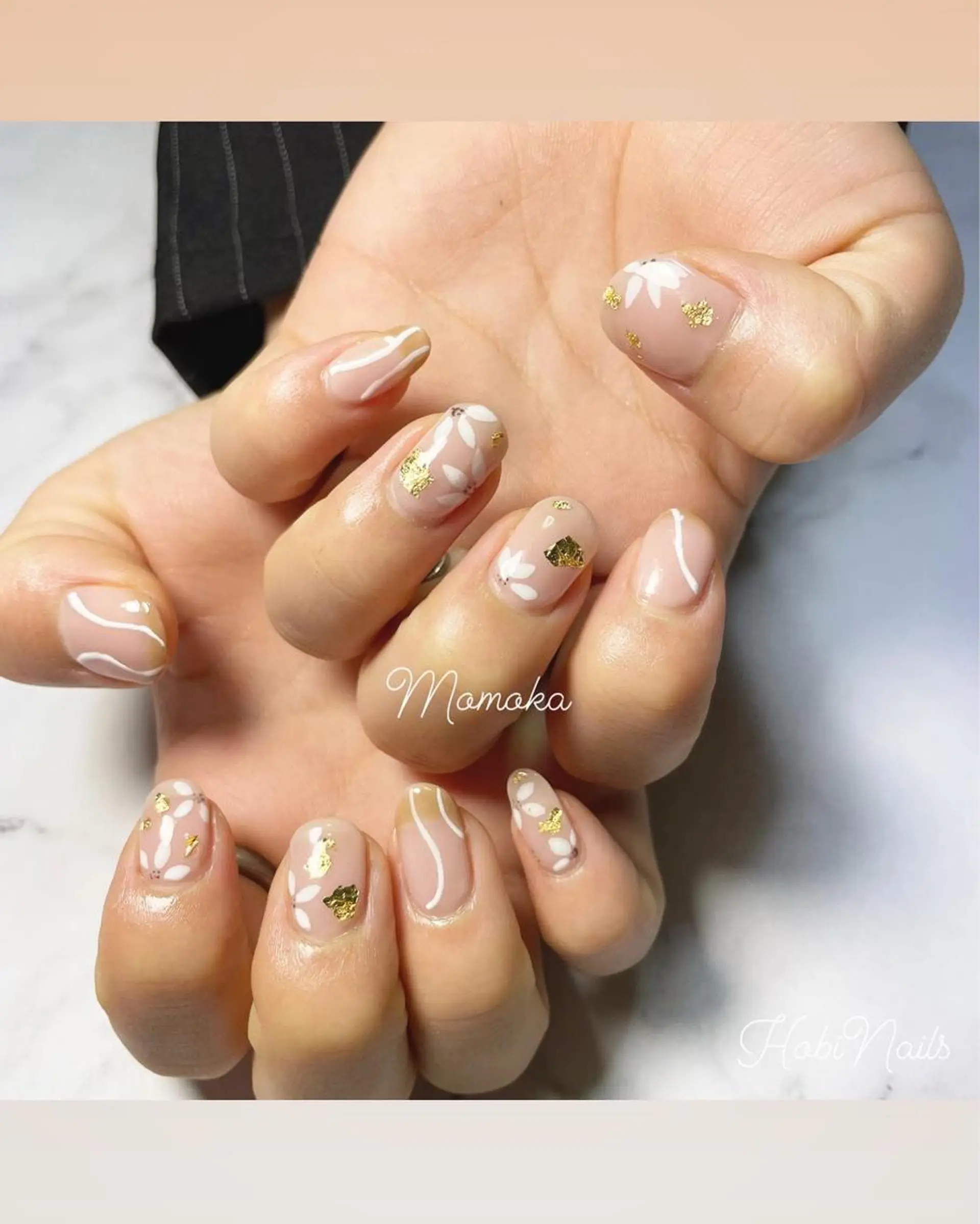 ネイル 成人式 フラワーネイル Momo nailsalonのネイルデザイン