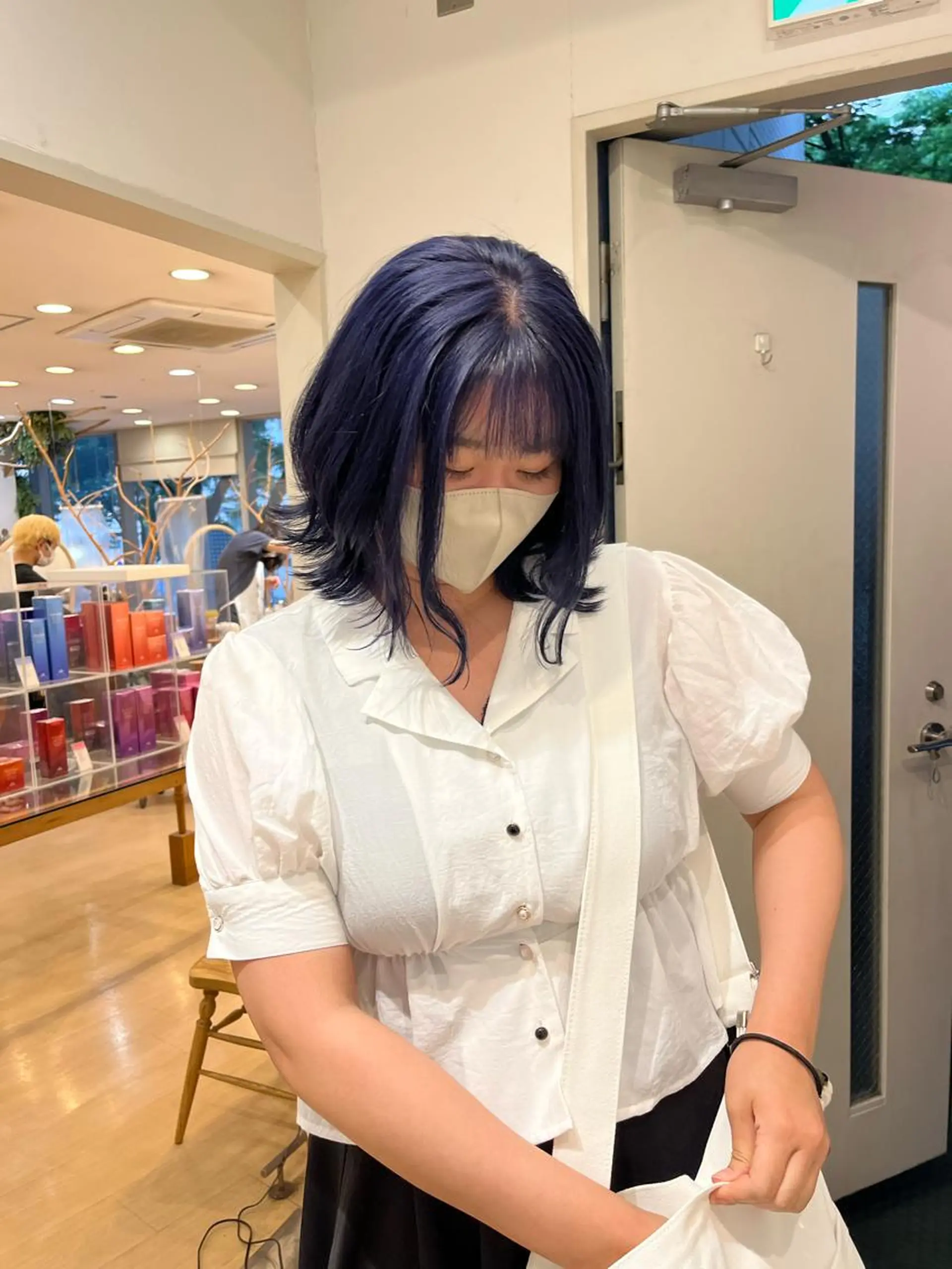 ミディアム カラー ブリーチ ブルーカラー ラベンダーカラー ネイビーカラー 💠つたふうか/ 韓国/メンズヘア💠のヘアスタイル