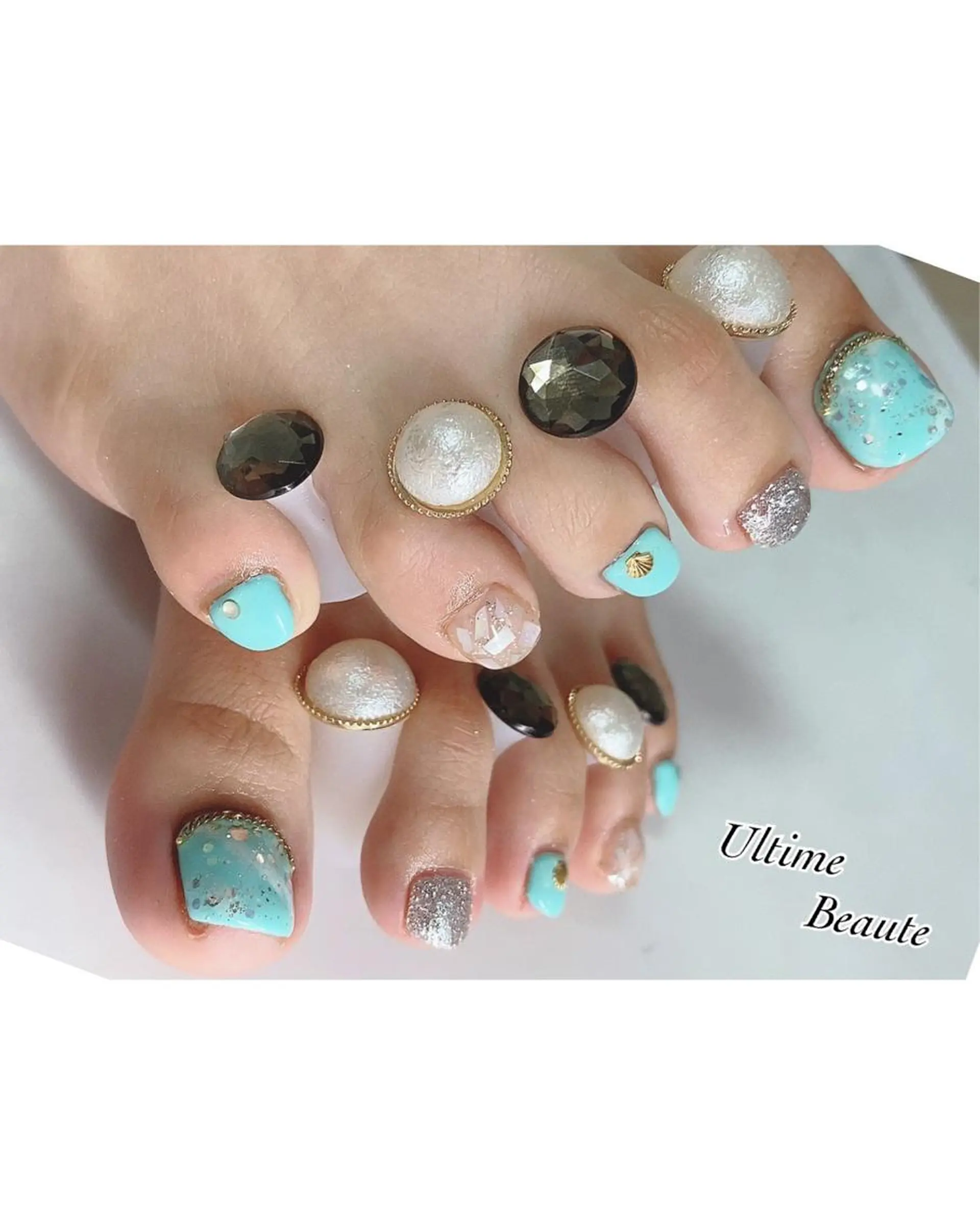 ネイル ブルー 夏ネイル 石塚 亜矢加のネイルデザイン