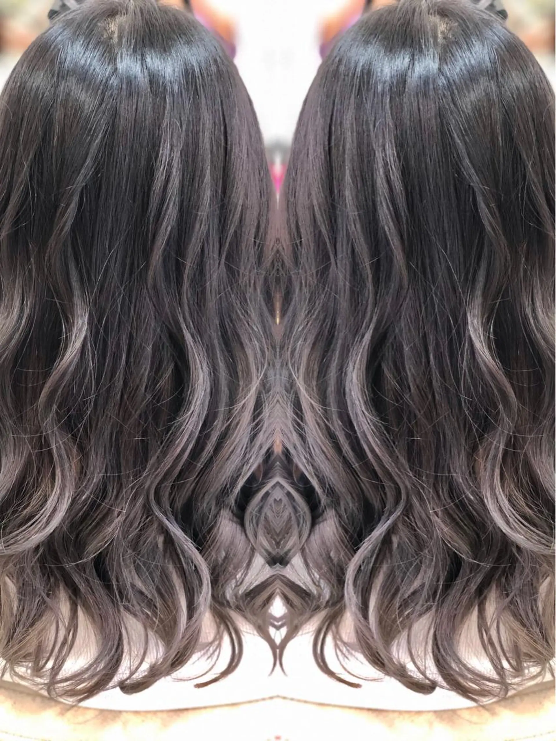 ロング カラー ブリーチ ケアブリーチ グラデーションカラー グレージュ イルミナカラー ヘアカラー トリートメント ヘアセット 永島 桜のヘアスタイル