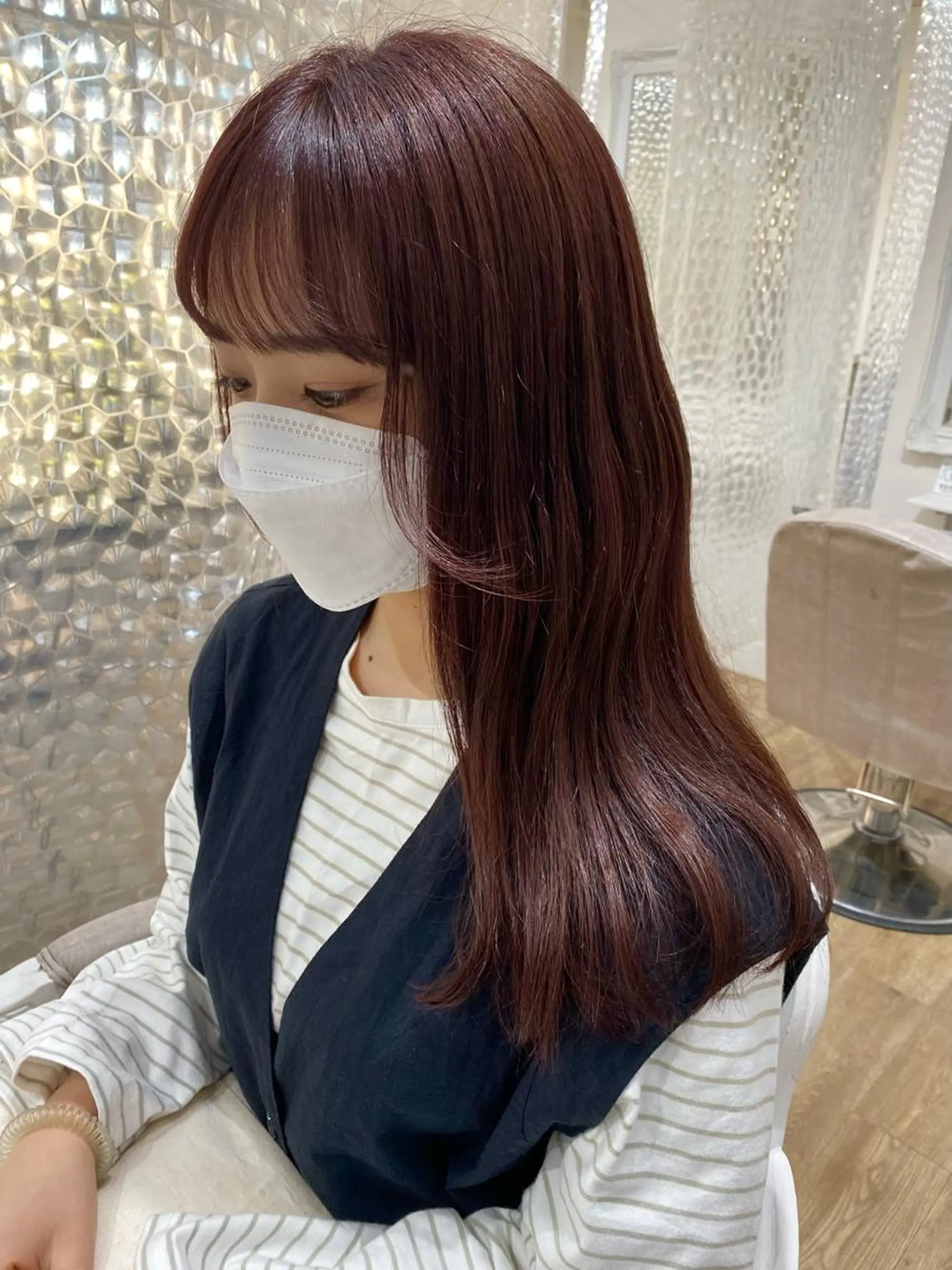 ロング カラー ブリーチ ブリーチなしカラー ピンクカラー 暖色カラー✨️ 門内 梨真のヘアスタイル