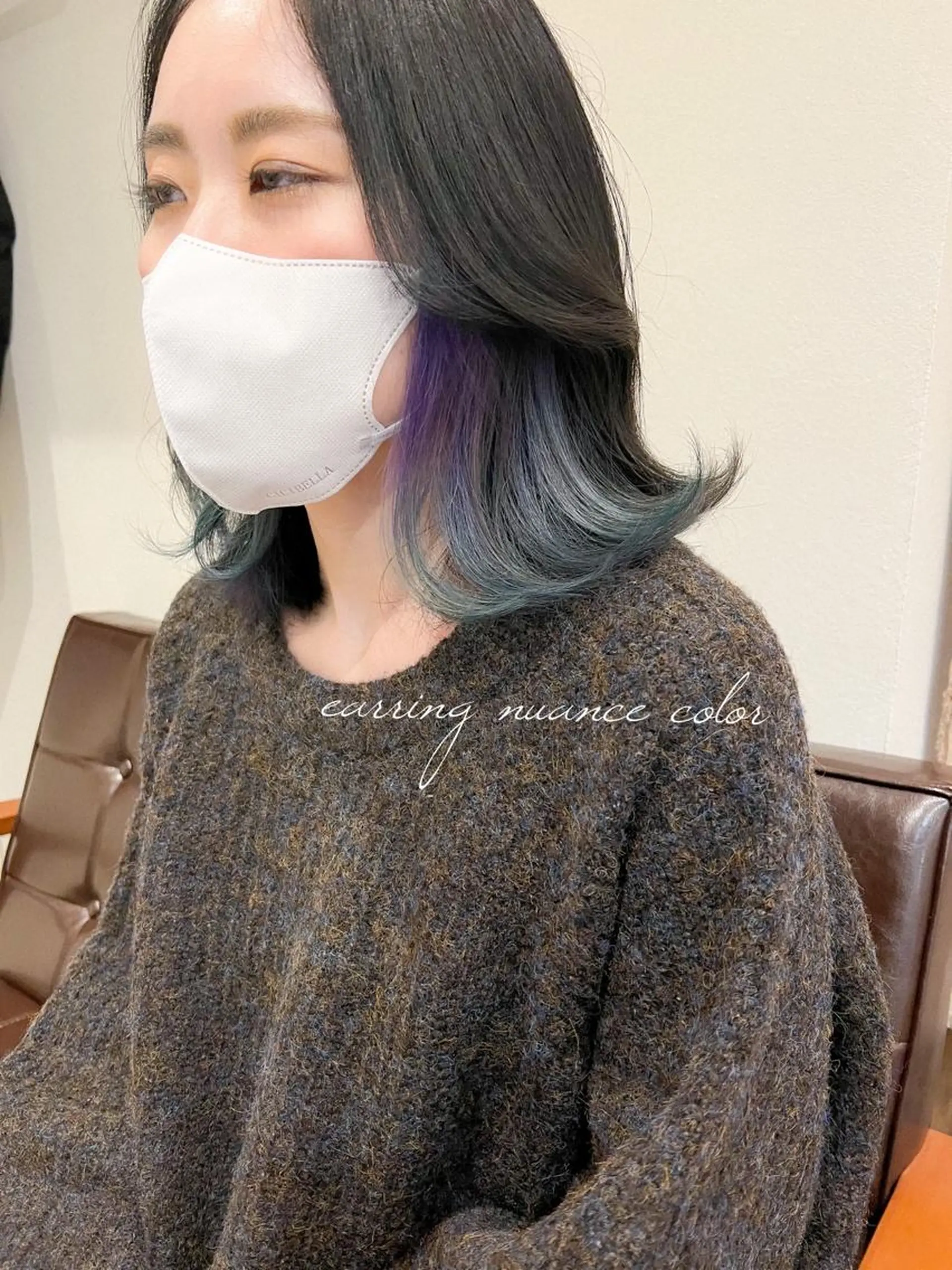 ミディアム カラー デザインカラー イヤリングカラー ヘアカラー カラーパティシエ facce🌼ikoのヘアスタイル