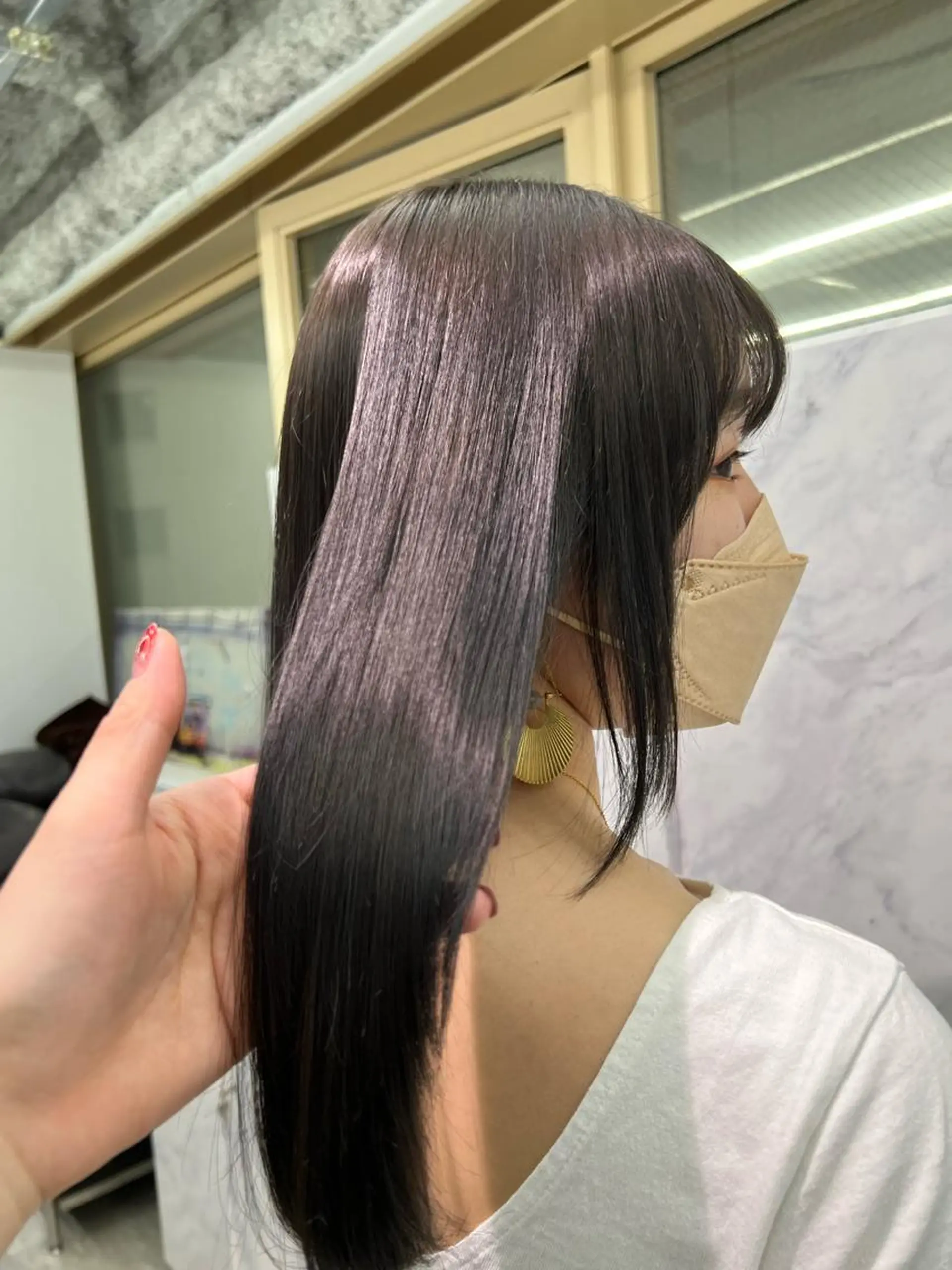 セミロング カラー ヘアカラー ハイトーン&髪質改善 ＆韓国エクステ🤎のヘアスタイル