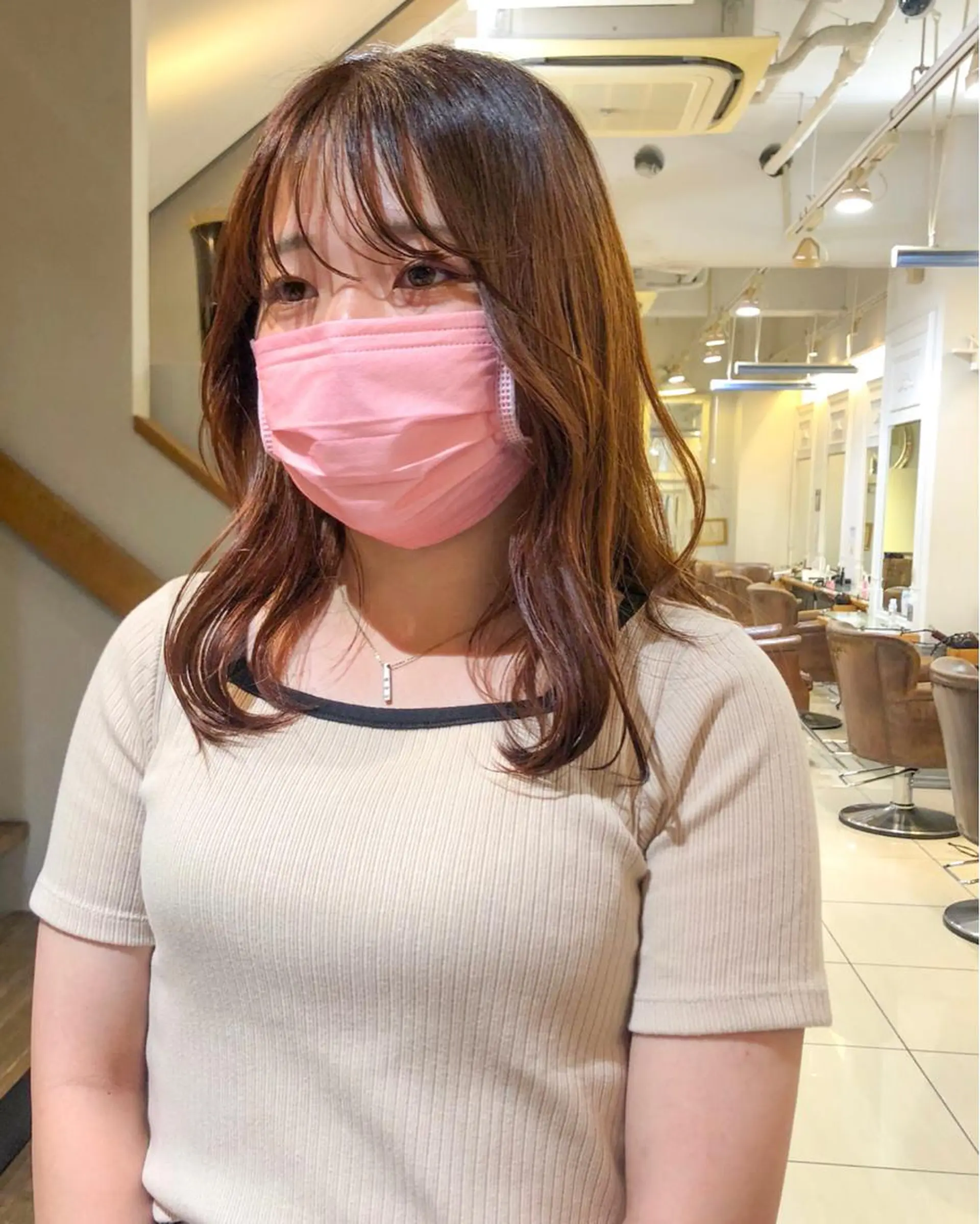 セミロング カラー ブリーチ ブリーチなしカラー ボブ ブリーチ/miinaのヘアスタイル