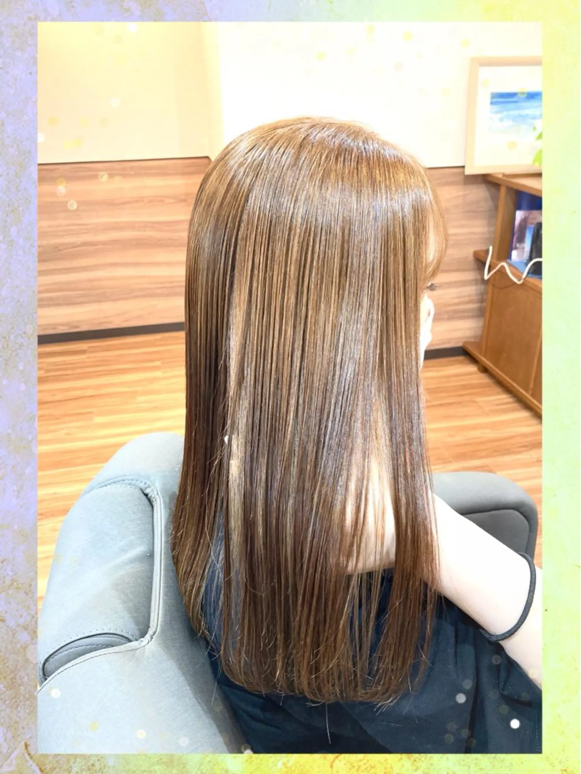 セミロング カラー パーマ ブリーチ ハイライトカラー ハイライト 縮毛矯正 Annon プライベートサロンのヘアスタイル