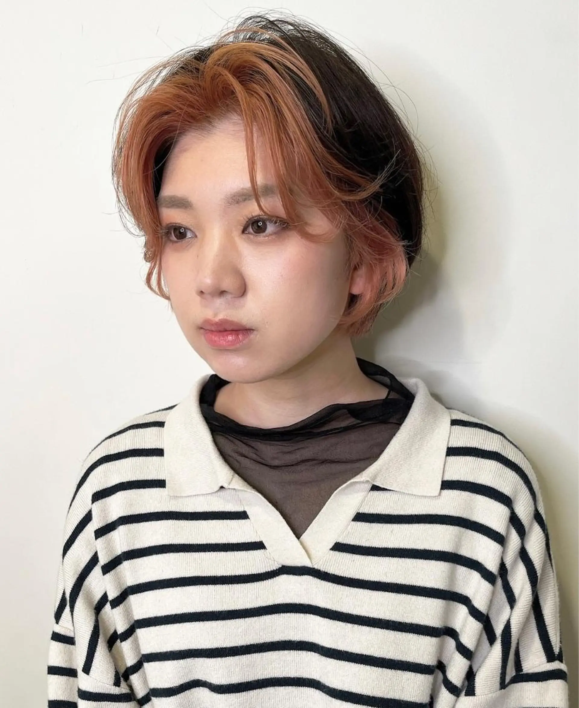 ミディアム カラー ヘアアレンジ ミストバング  フェイスフレーミング インナーカラー ピンクカラー 永井 亜実のヘアスタイル