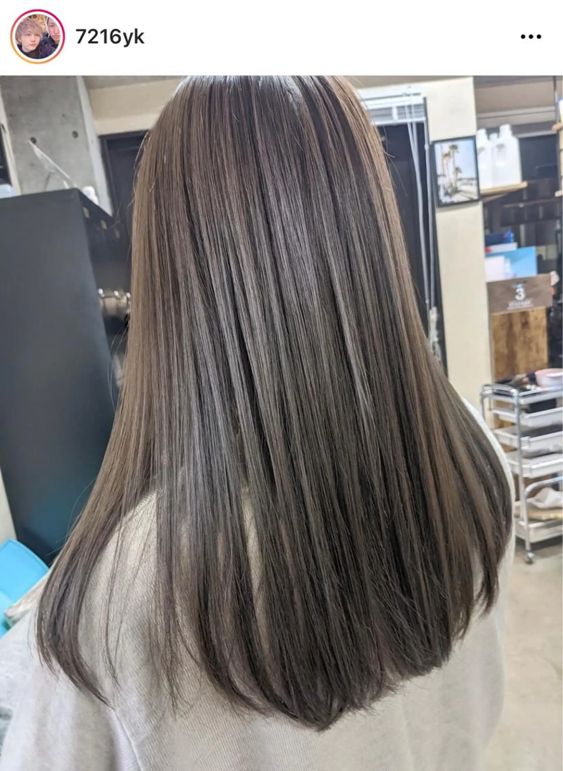 ロング アッシュ 外国人風カラー ハイライト 韓国風ヘア YAMA ヤマのヘアスタイル