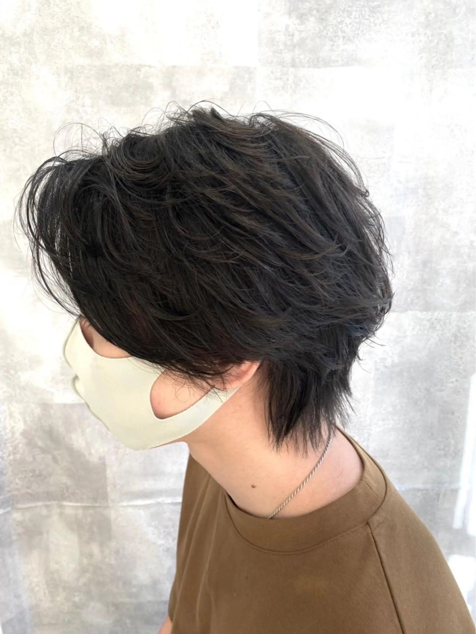 メンズ 小顔レイヤー/明るめ ベージュ/モモ/横浜のヘアスタイル