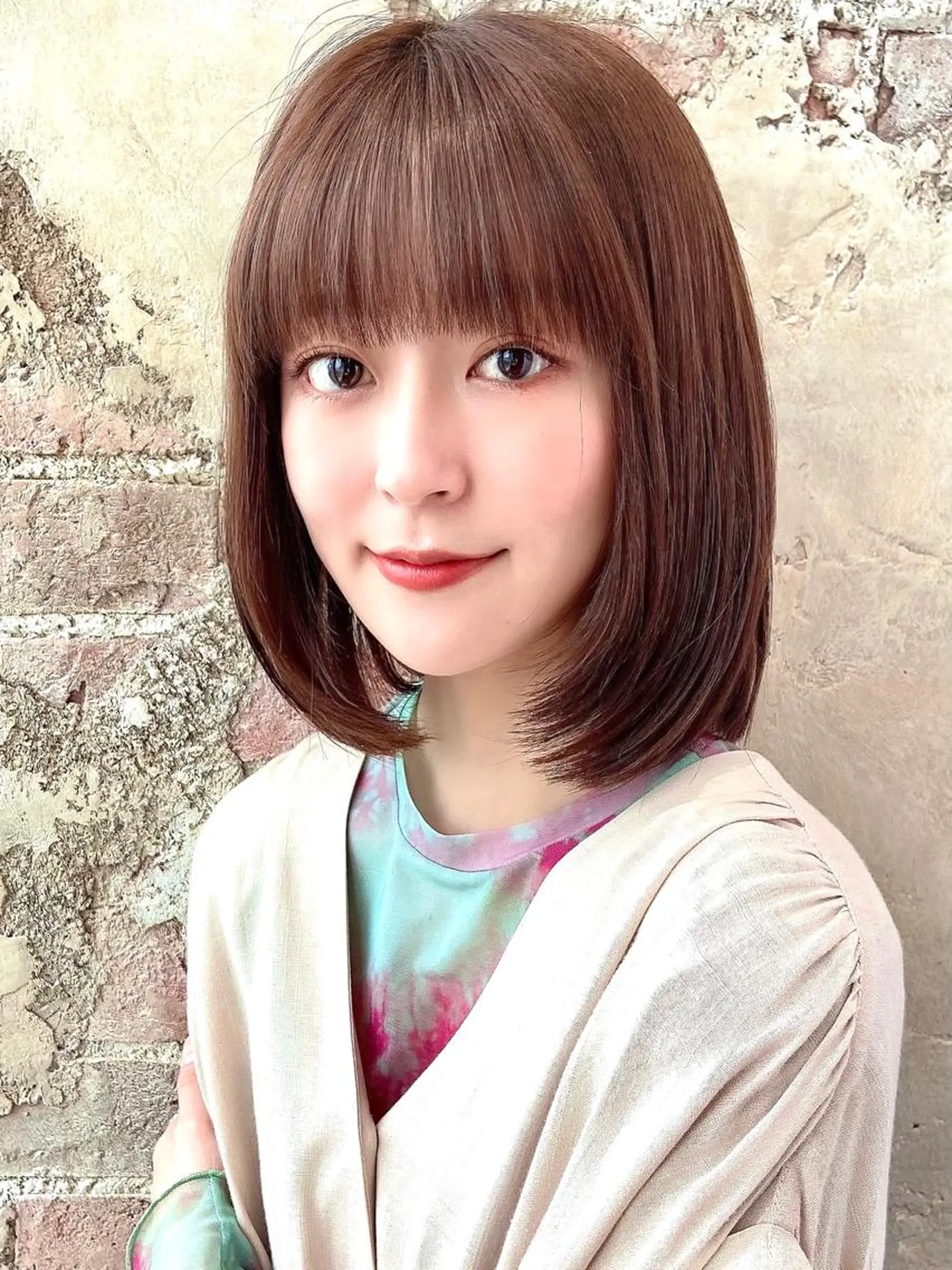 ミディアム カラー パーマ ヘアアレンジ ボブ 似合わせカット 🌈小顔似合わせ SHIHO🌈のヘアスタイル