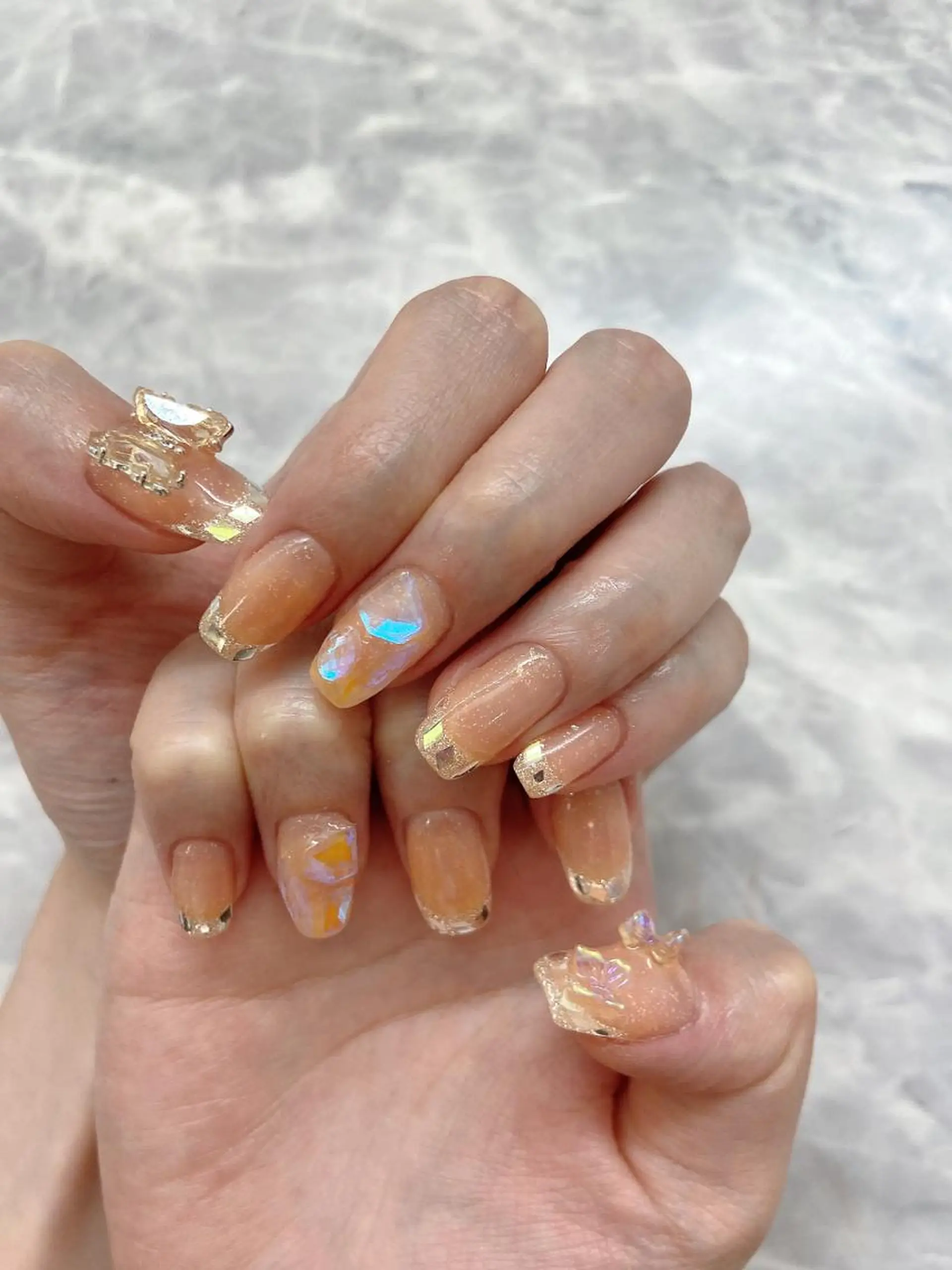 ネイル フレンチネイル ガラスフレンチ ワンホンネイル Nailist🌟 Wakanaのネイルデザイン