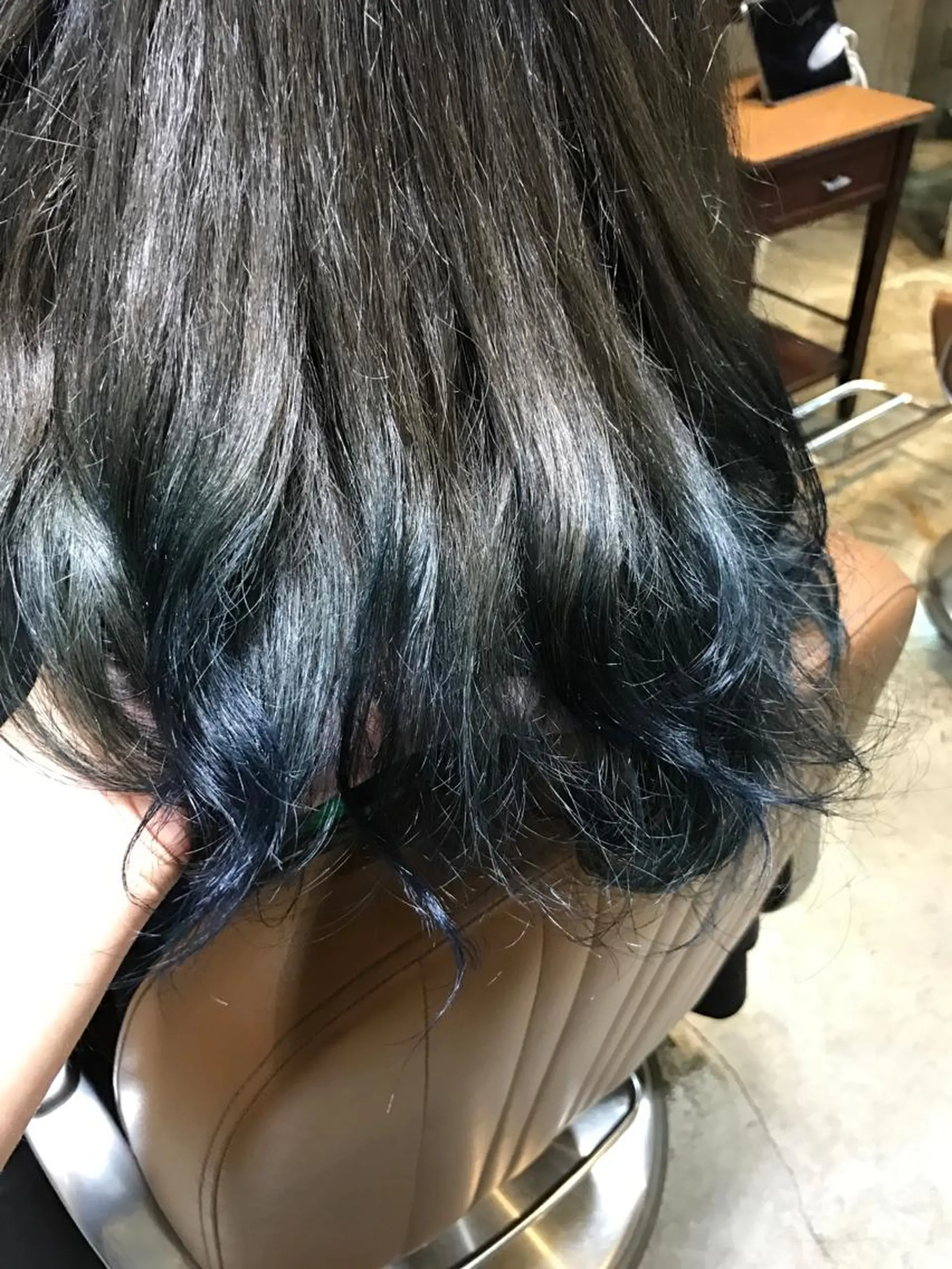 ロング カラー ブルーカラー ダブルカラー サロンドミルク 原宿のヘアスタイル
