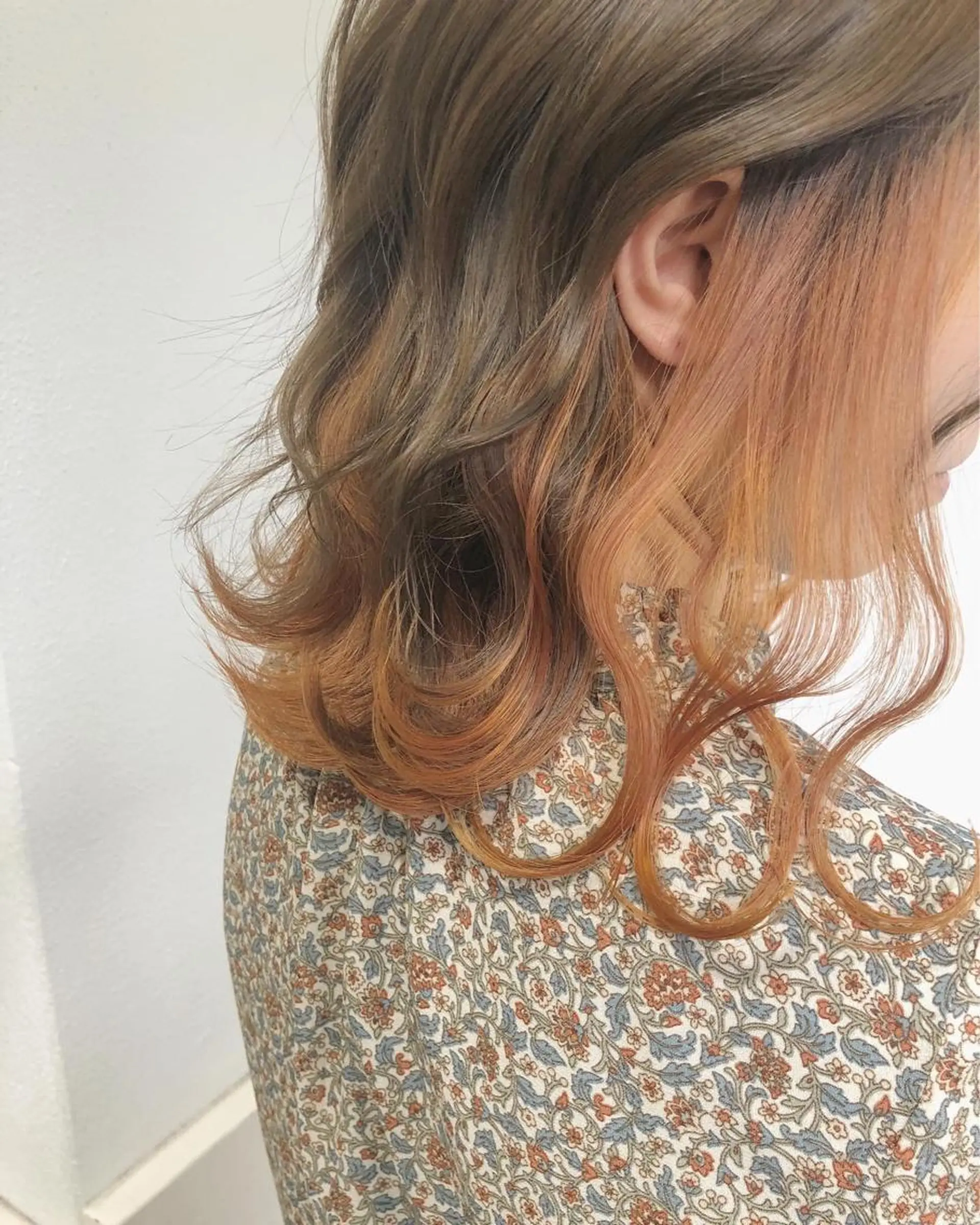 ミディアム カラー オレンジ ヘアカラー トリートメント GiseL天神カラー 髪質改善/ブリーチのヘアスタイル