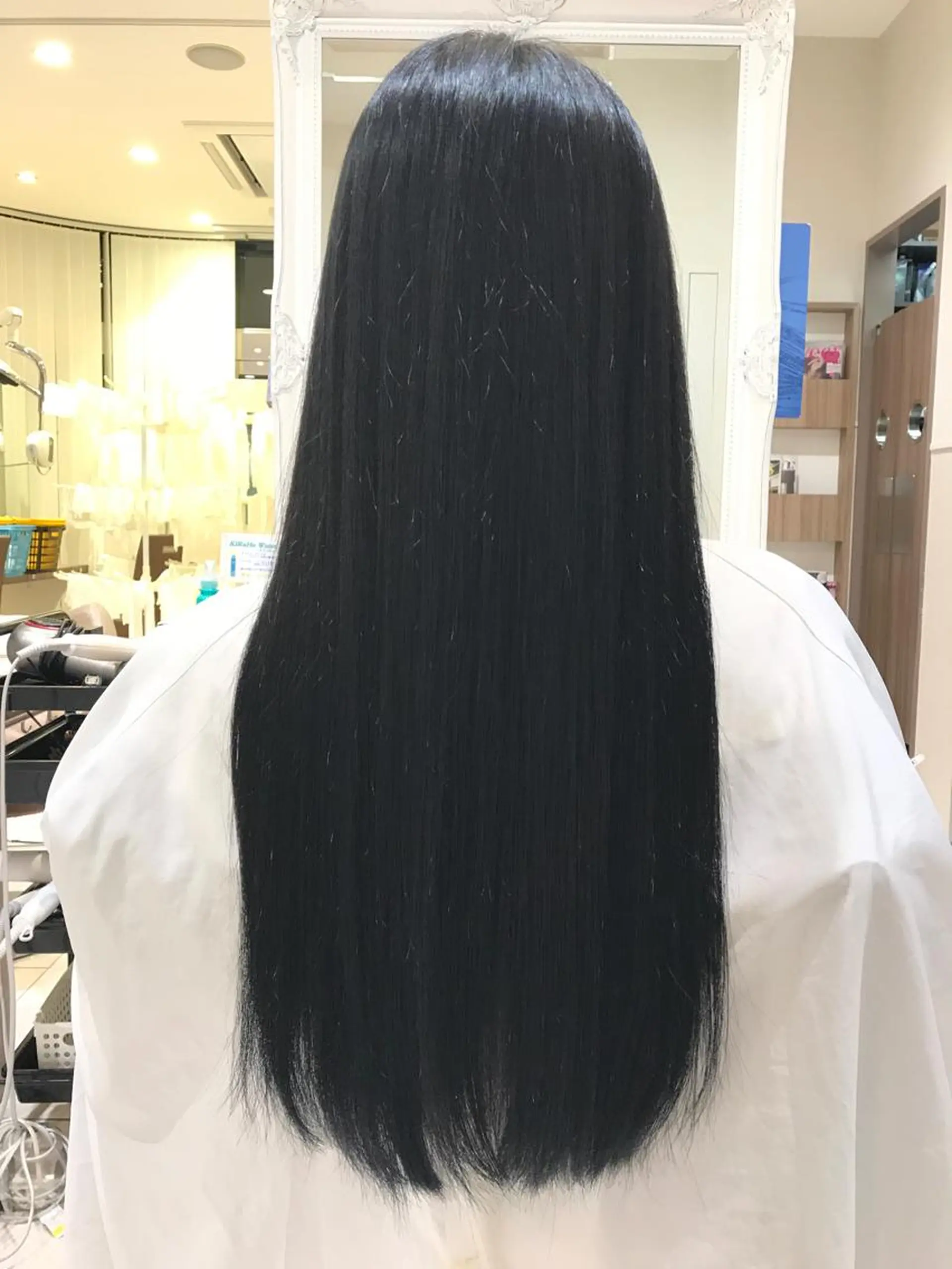 ロング カラー 黒髪 ブルーカラー ブルーブラック 【メンズ縮毛矯正】 田中秀斗のヘアスタイル