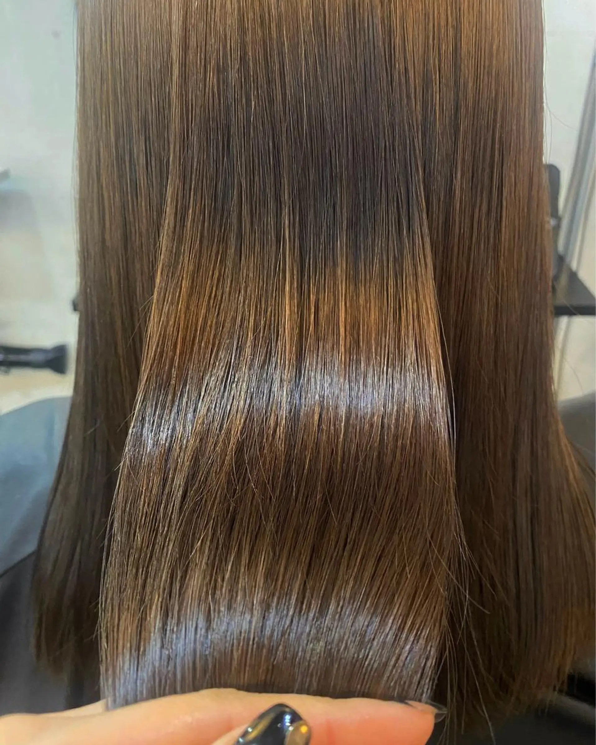 セミロング パーマ アッシュ ヨシンモリ 韓国風ヘア レイヤーカット 縮毛矯正 透明感/韓国風 🤍moeka🤍のヘアスタイル