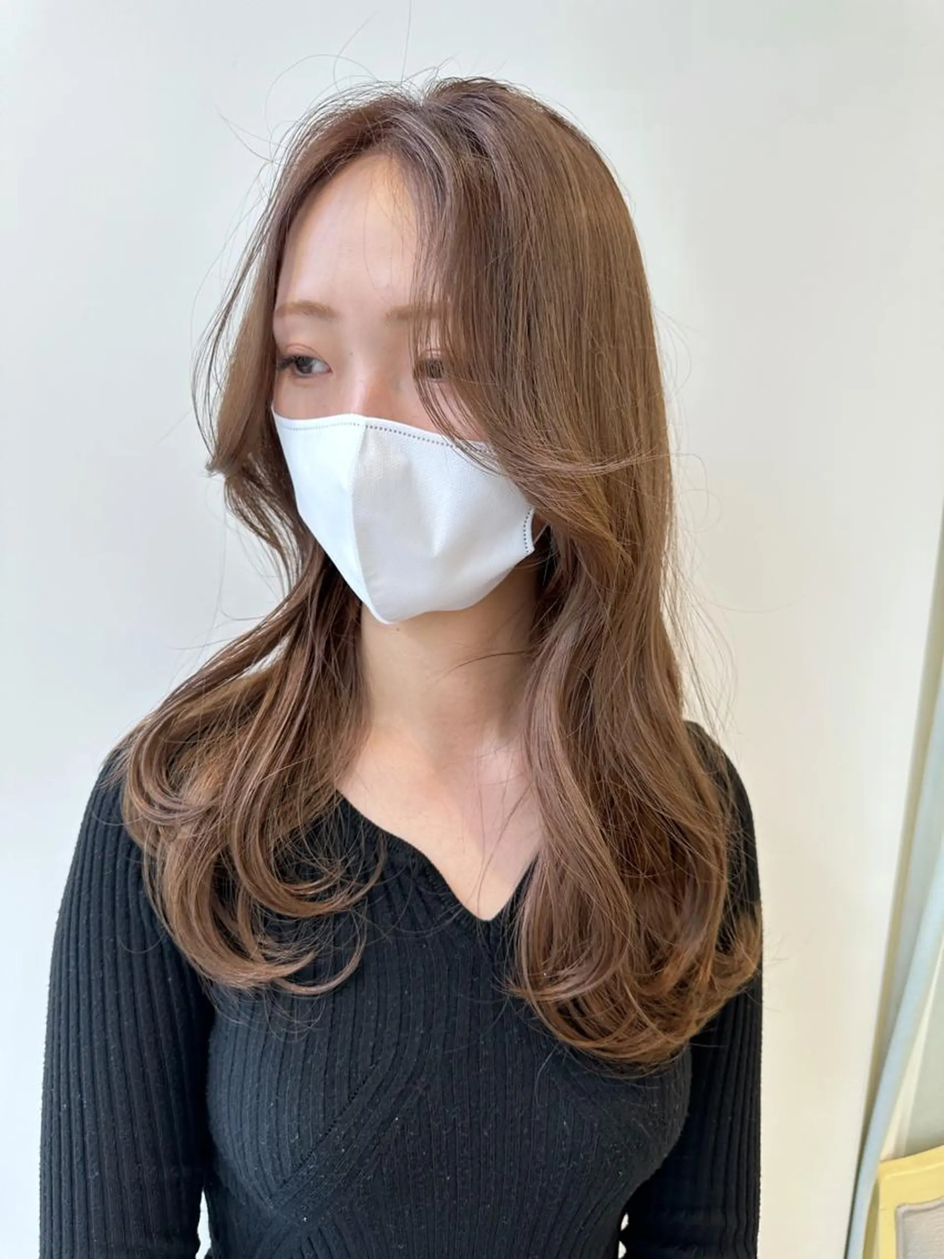 ロング カラー カット ヘアカラー 小顔レイヤー/ ベージュ🤍Rieのヘアスタイル